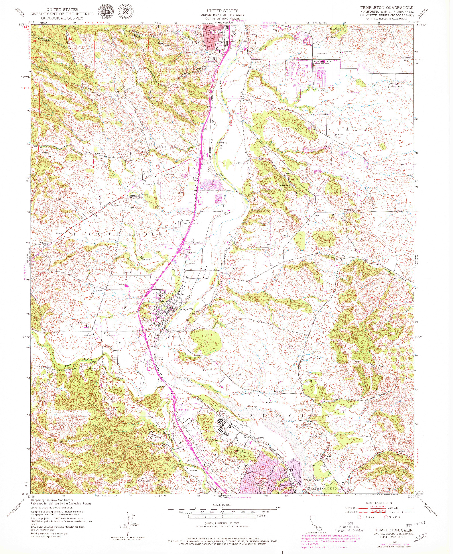 USGS 1:24000-SCALE QUADRANGLE FOR TEMPLETON, CA 1948