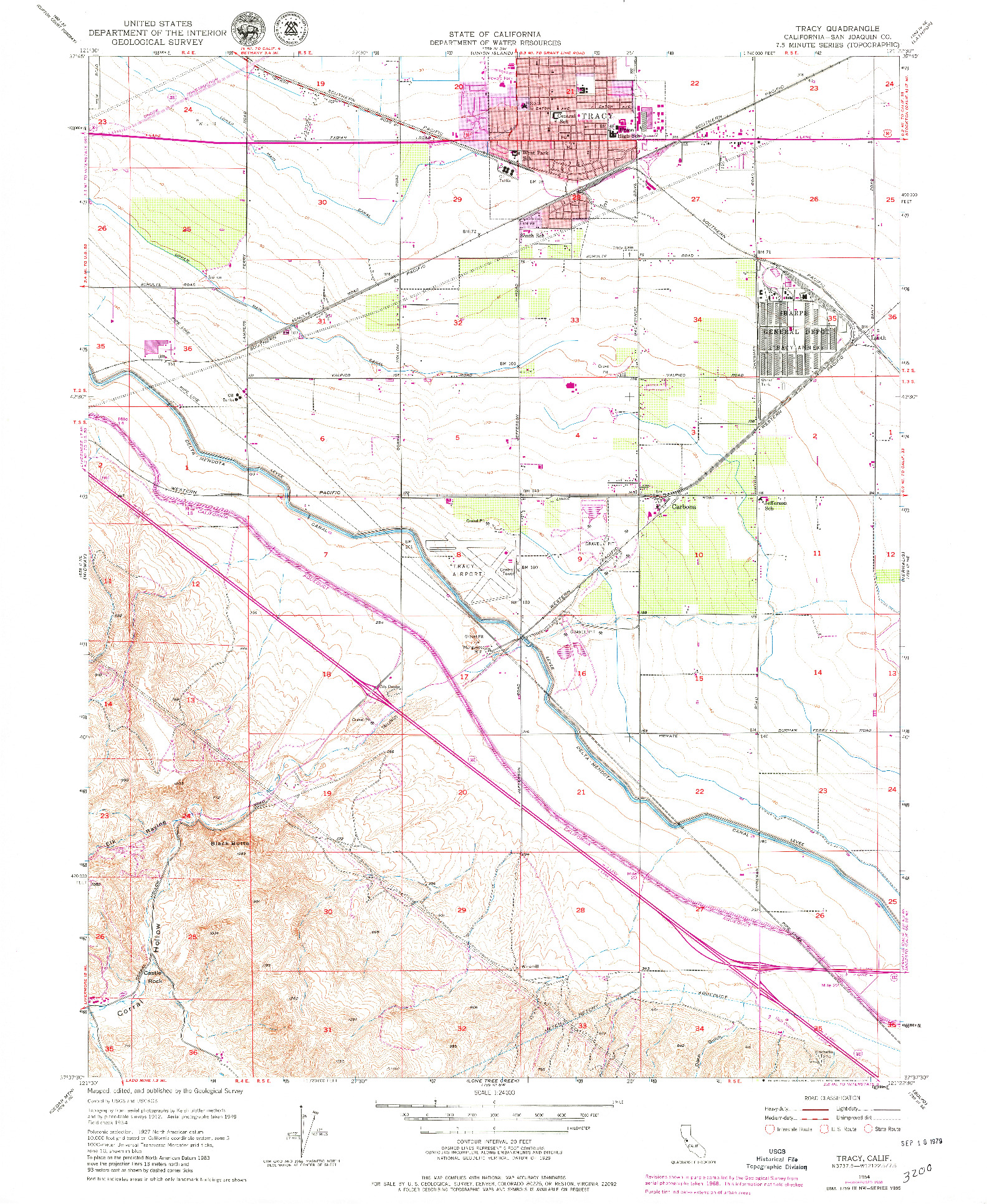 USGS 1:24000-SCALE QUADRANGLE FOR TRACY, CA 1954