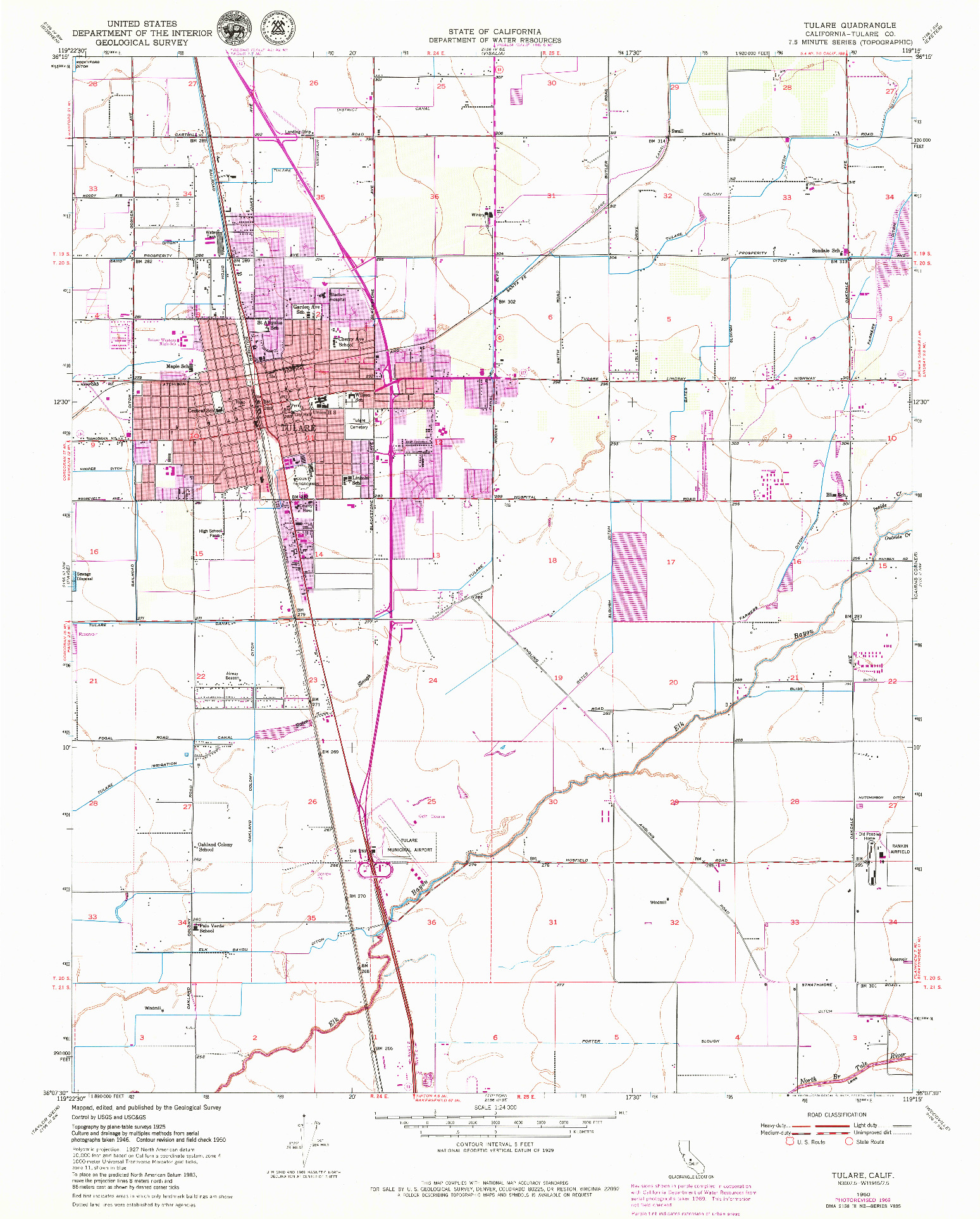 USGS 1:24000-SCALE QUADRANGLE FOR TULARE, CA 1950