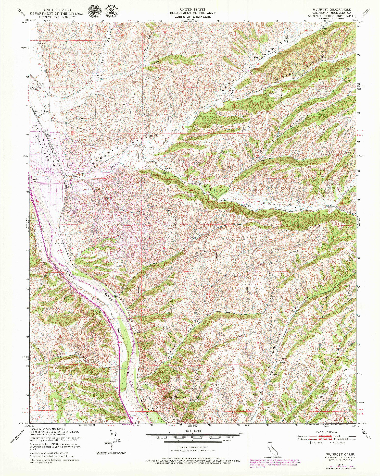 USGS 1:24000-SCALE QUADRANGLE FOR WUNPOST, CA 1949