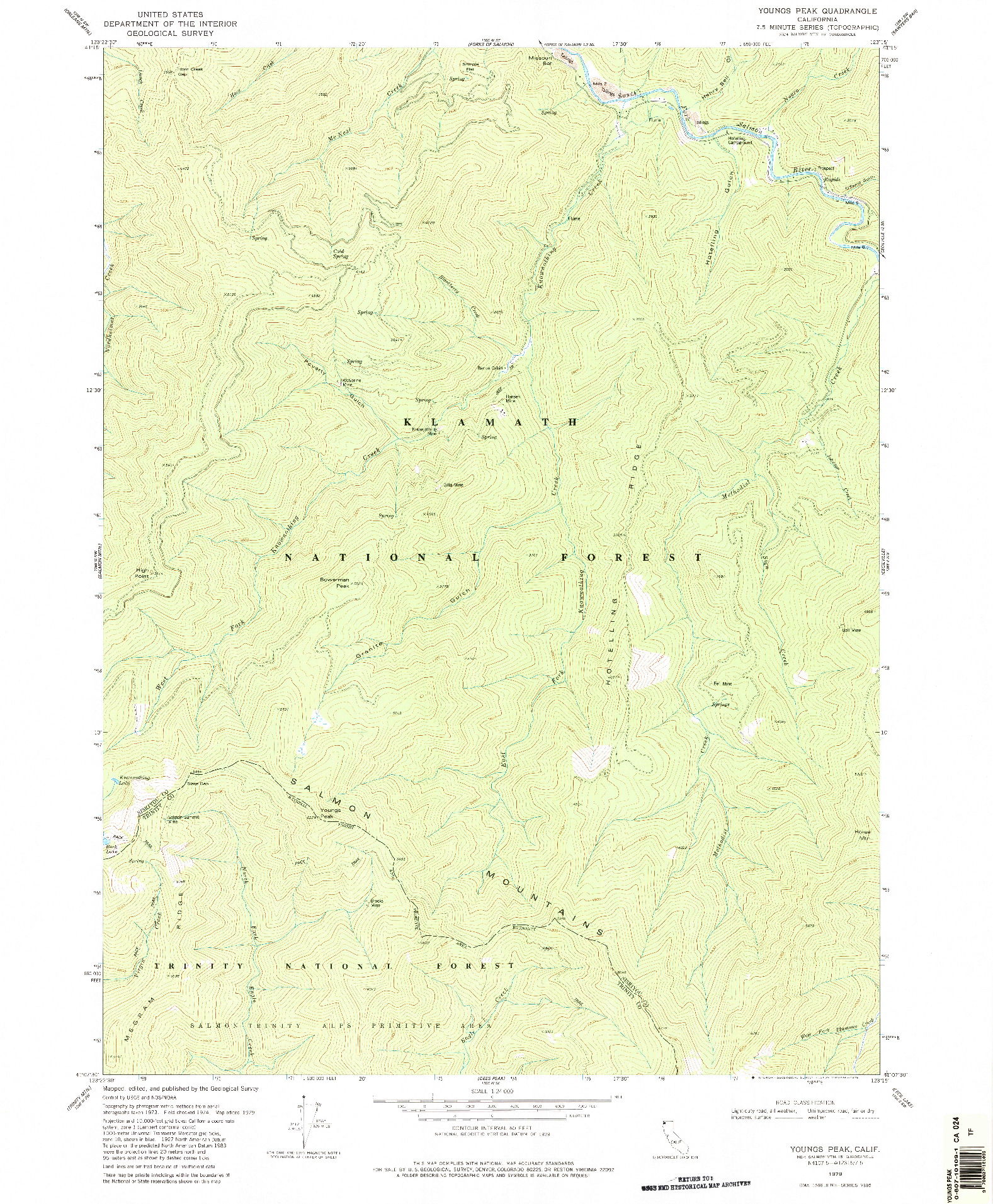 USGS 1:24000-SCALE QUADRANGLE FOR YOUNGS PEAK, CA 1979