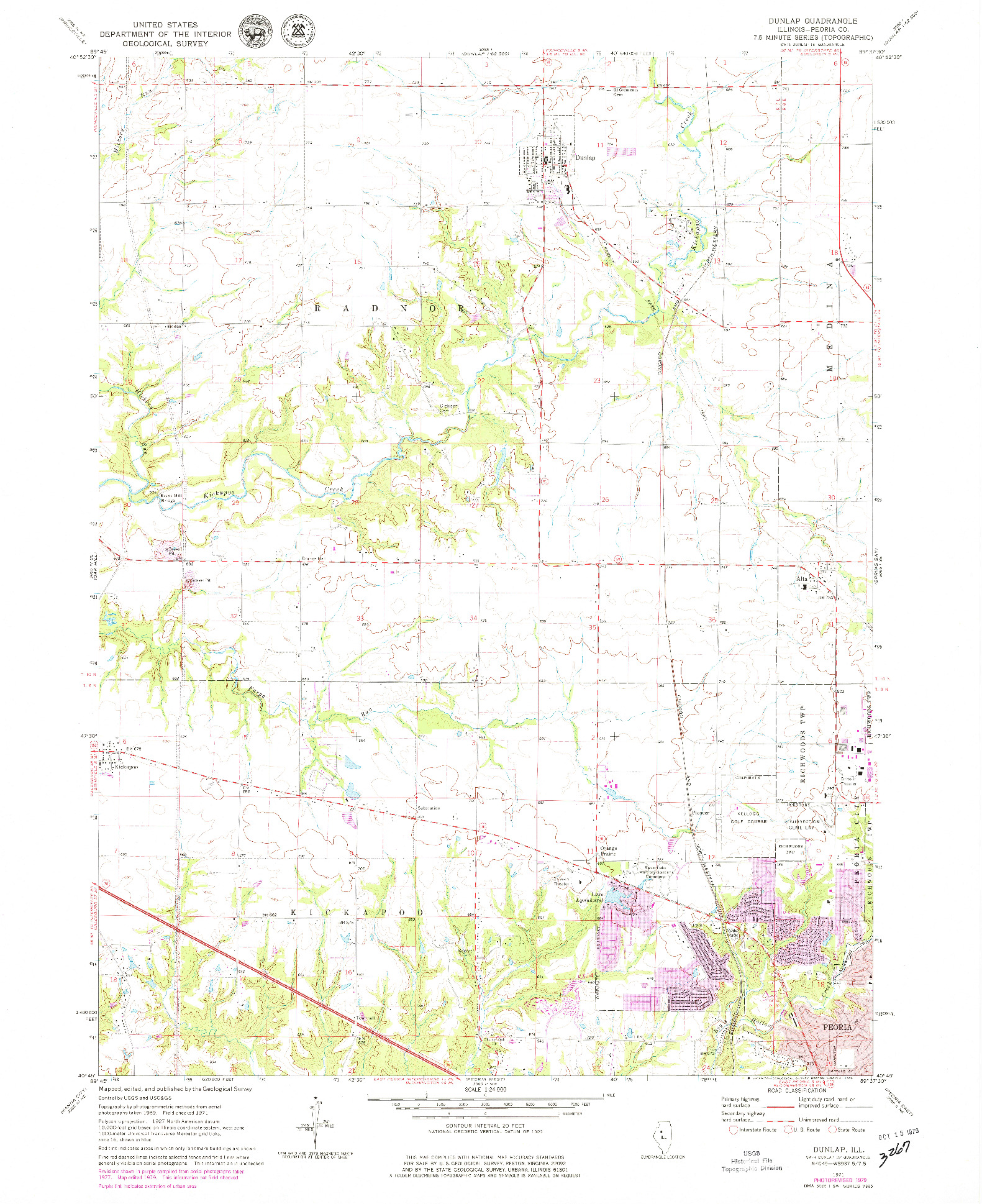 USGS 1:24000-SCALE QUADRANGLE FOR DUNLAP, IL 1971