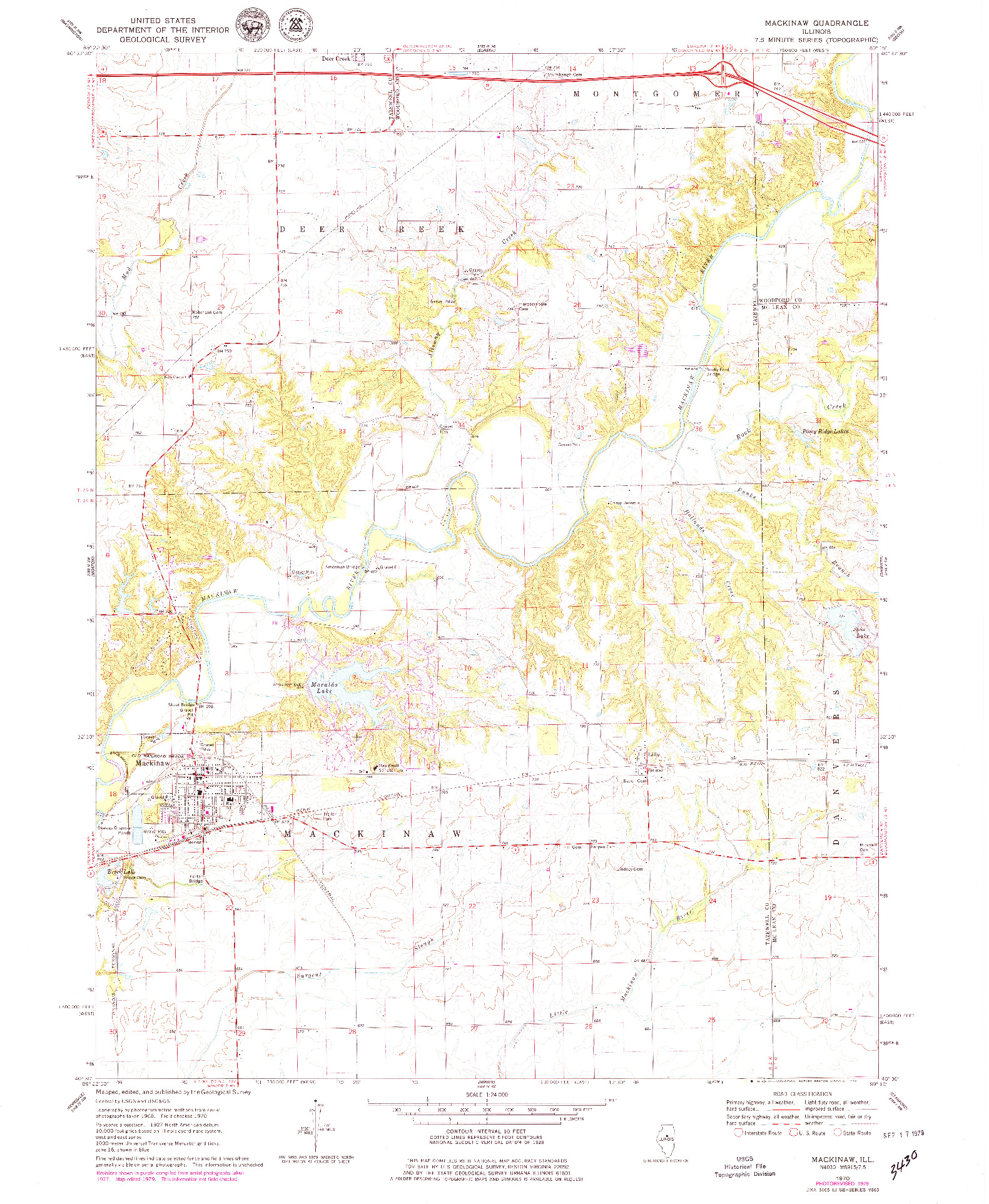 USGS 1:24000-SCALE QUADRANGLE FOR MACKINAW, IL 1970