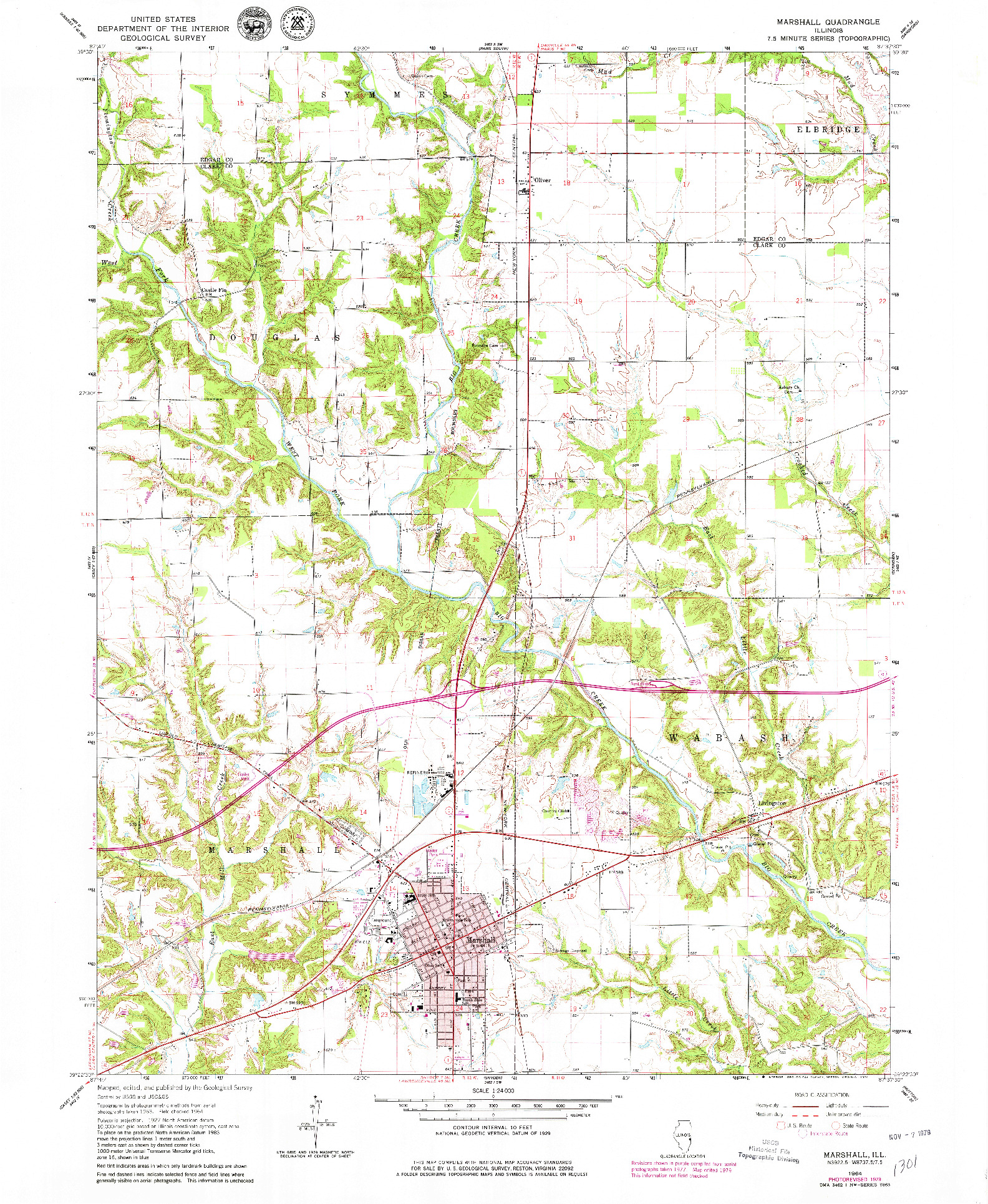 USGS 1:24000-SCALE QUADRANGLE FOR MARSHALL, IL 1964