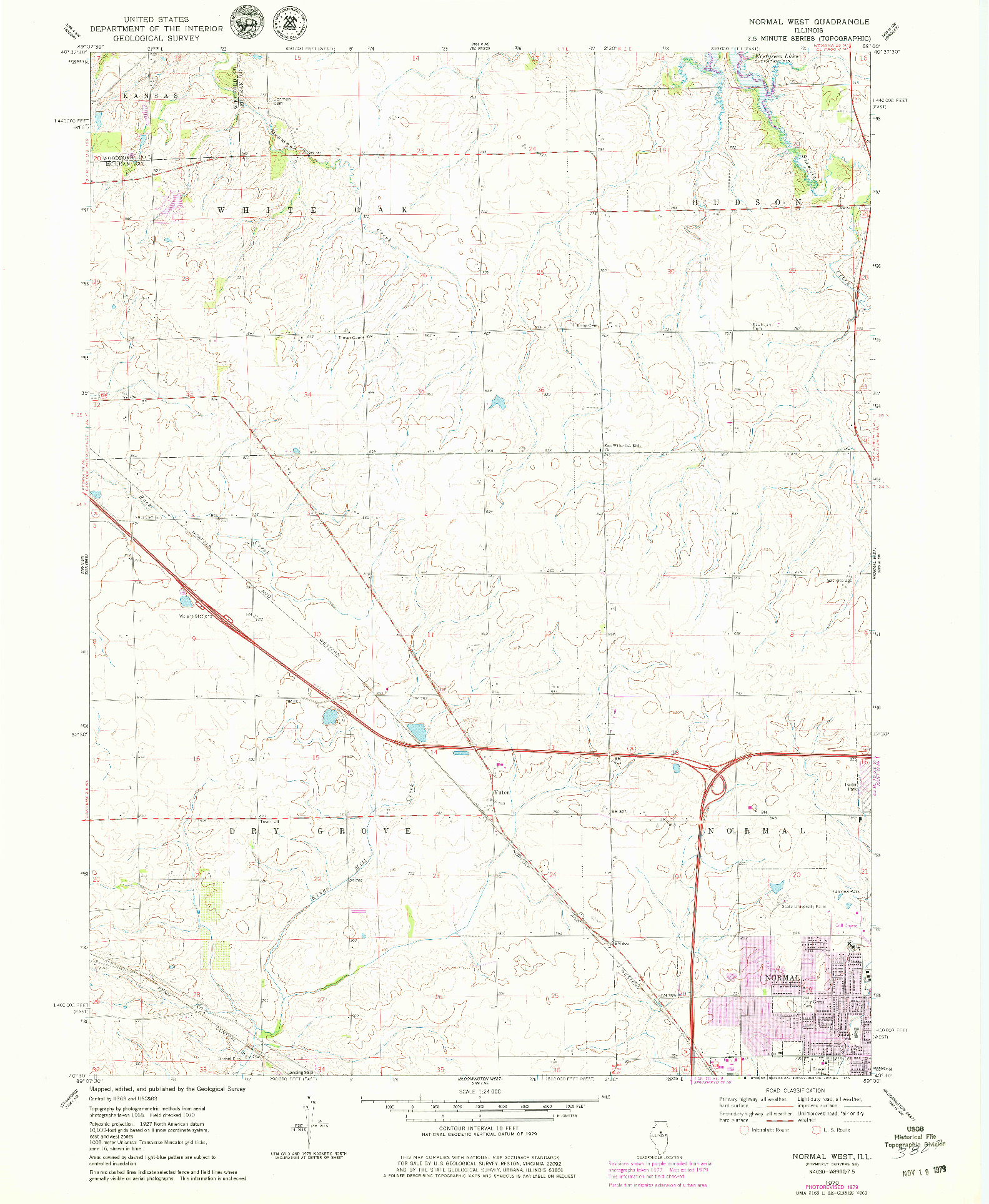 USGS 1:24000-SCALE QUADRANGLE FOR NORMAL WEST, IL 1970