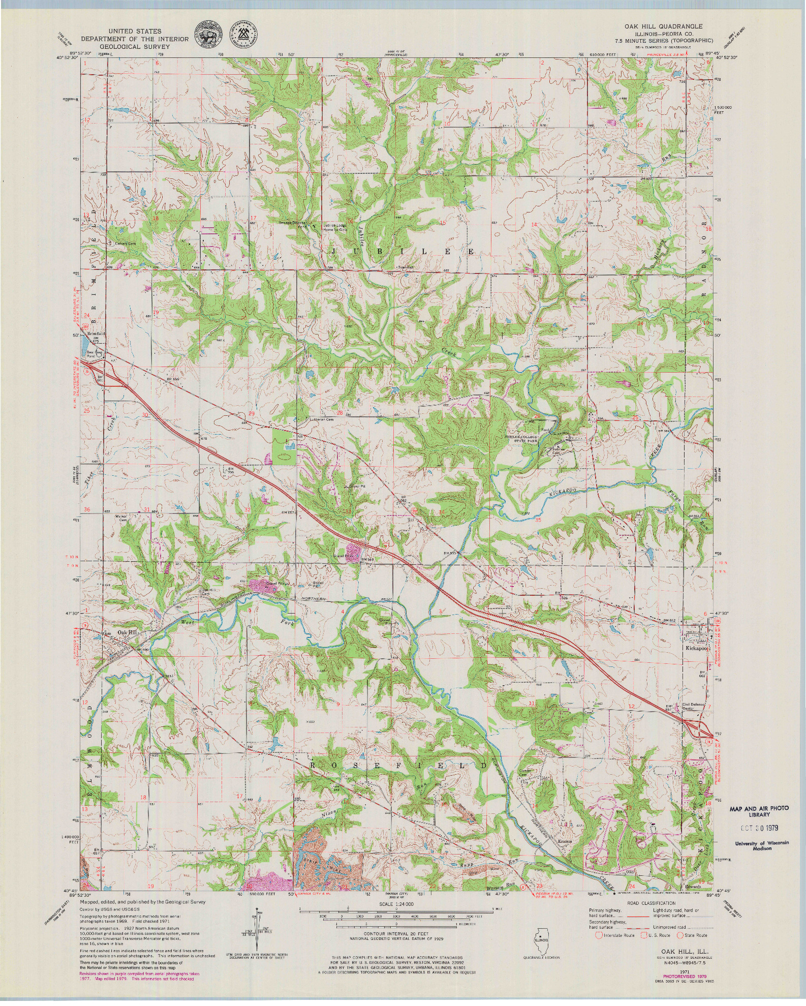 USGS 1:24000-SCALE QUADRANGLE FOR OAK HILL, IL 1971