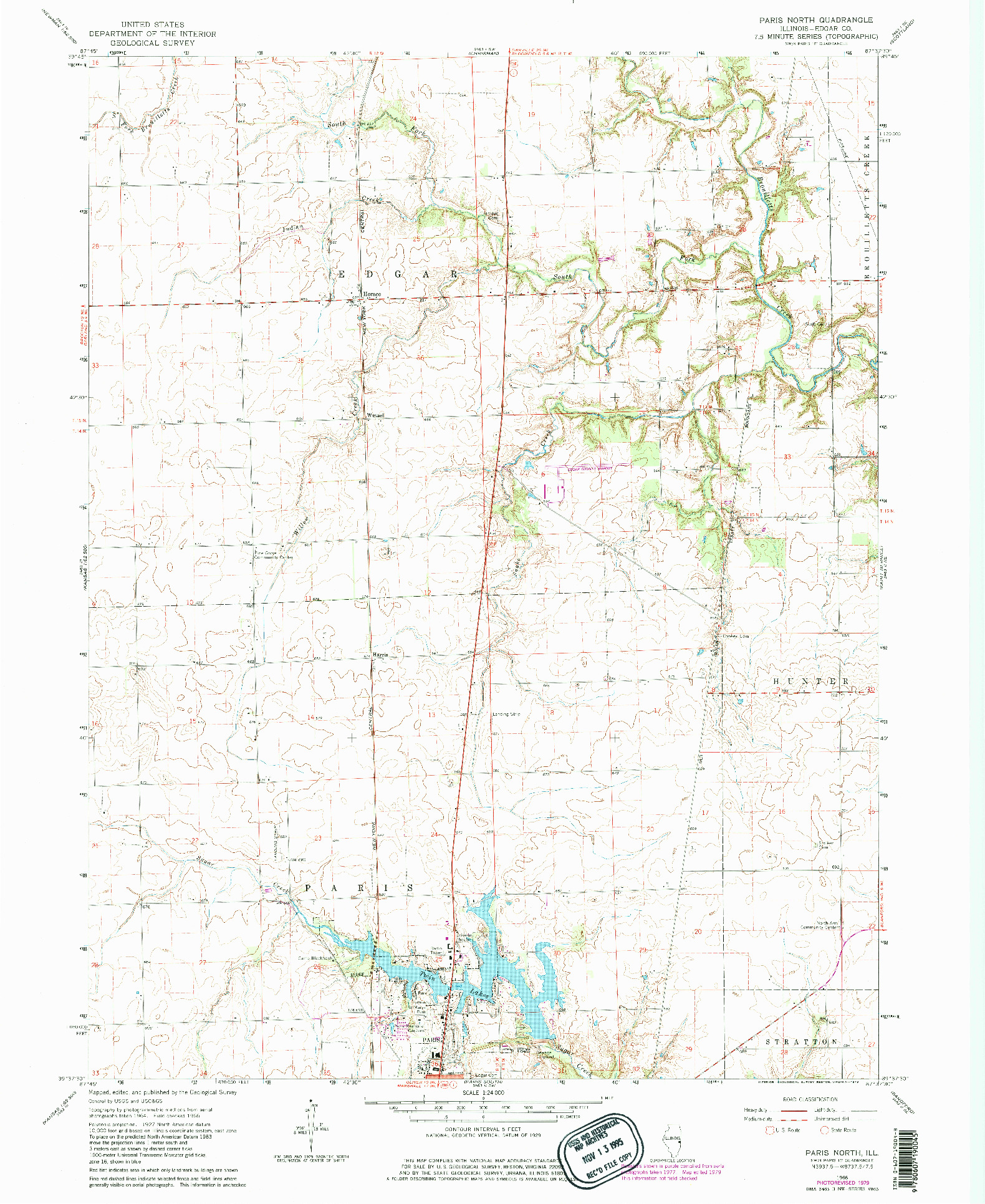 USGS 1:24000-SCALE QUADRANGLE FOR PARIS NORTH, IL 1966