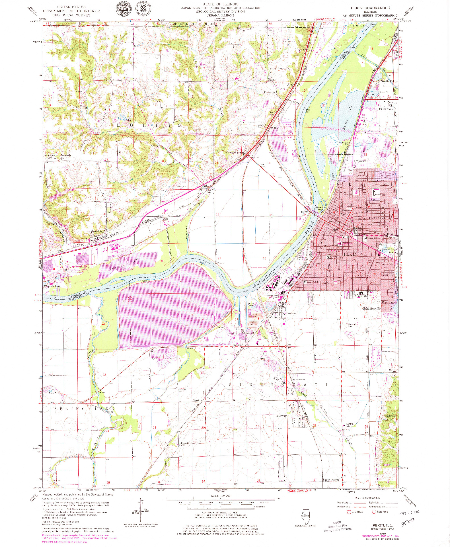 USGS 1:24000-SCALE QUADRANGLE FOR PEKIN, IL 1960