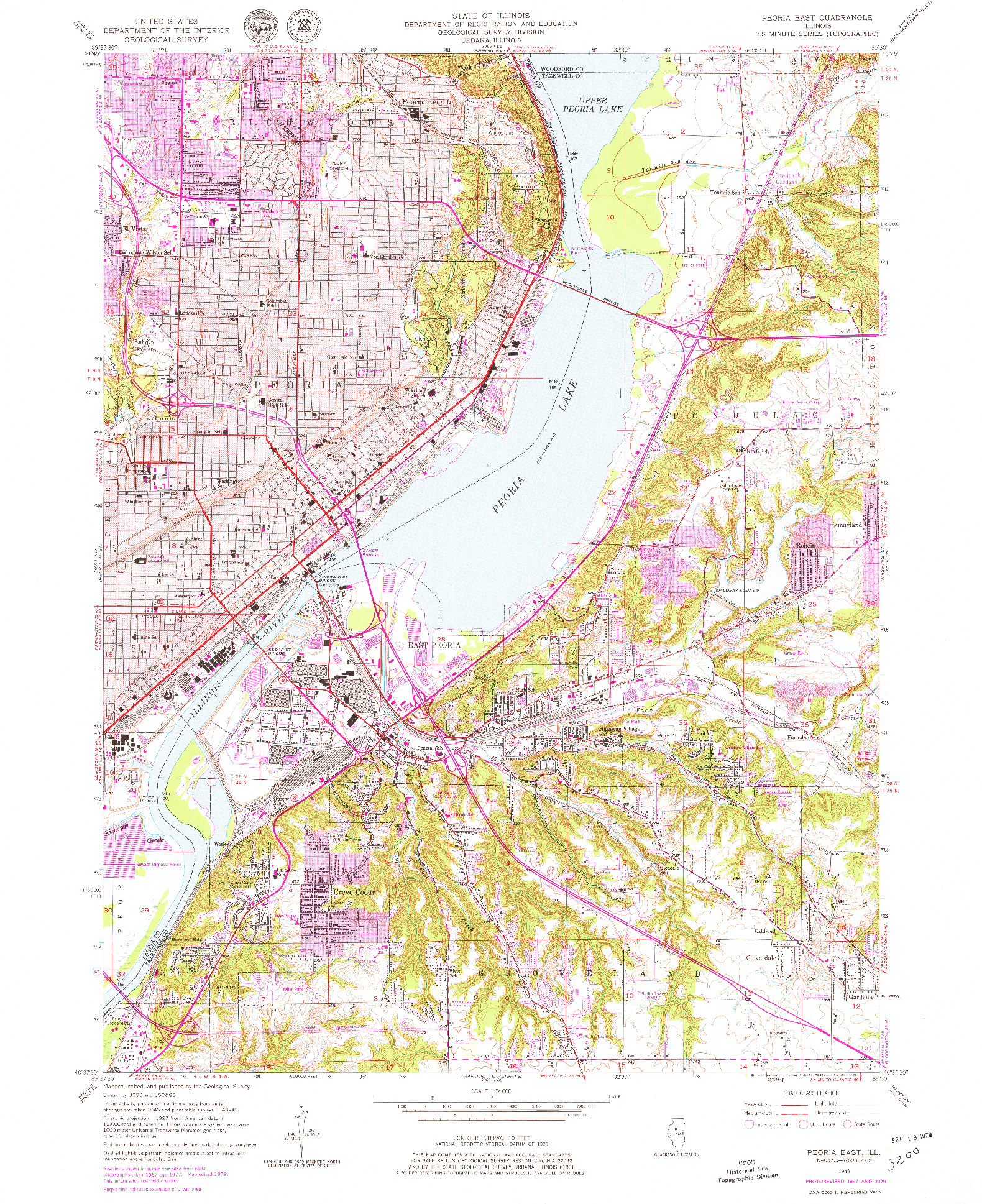 USGS 1:24000-SCALE QUADRANGLE FOR PEORIA EAST, IL 1949