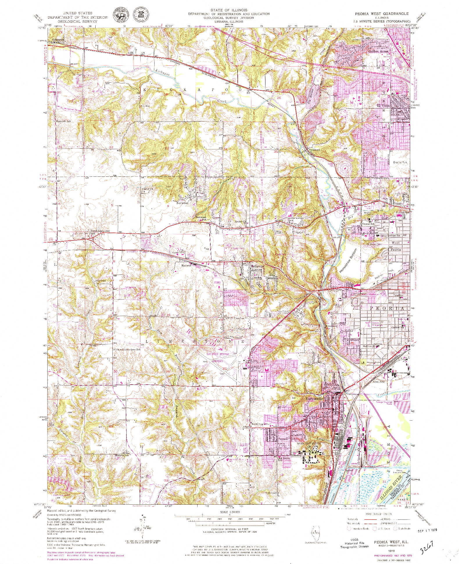 USGS 1:24000-SCALE QUADRANGLE FOR PEORIA WEST, IL 1949