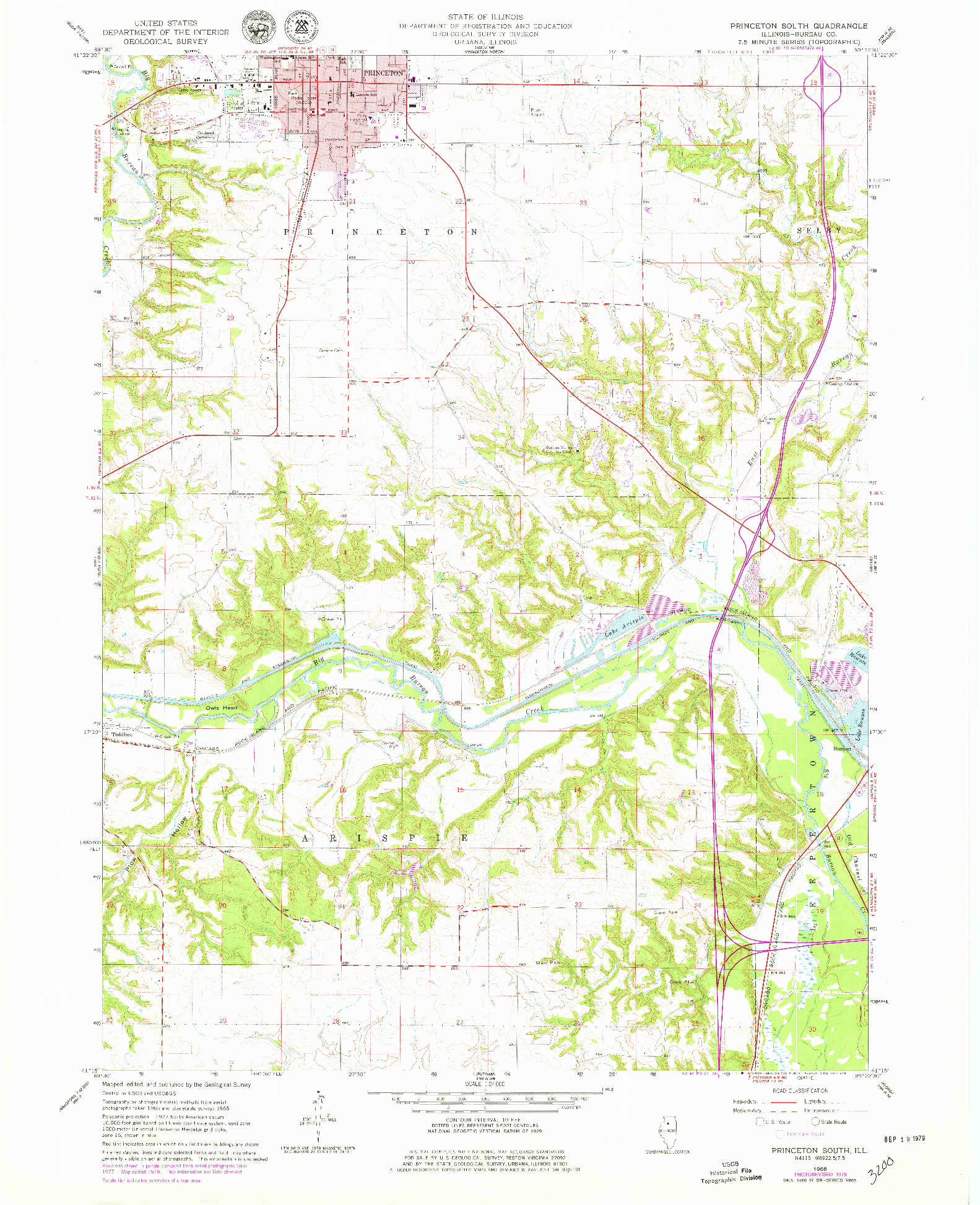 USGS 1:24000-SCALE QUADRANGLE FOR PRINCETON SOUTH, IL 1966