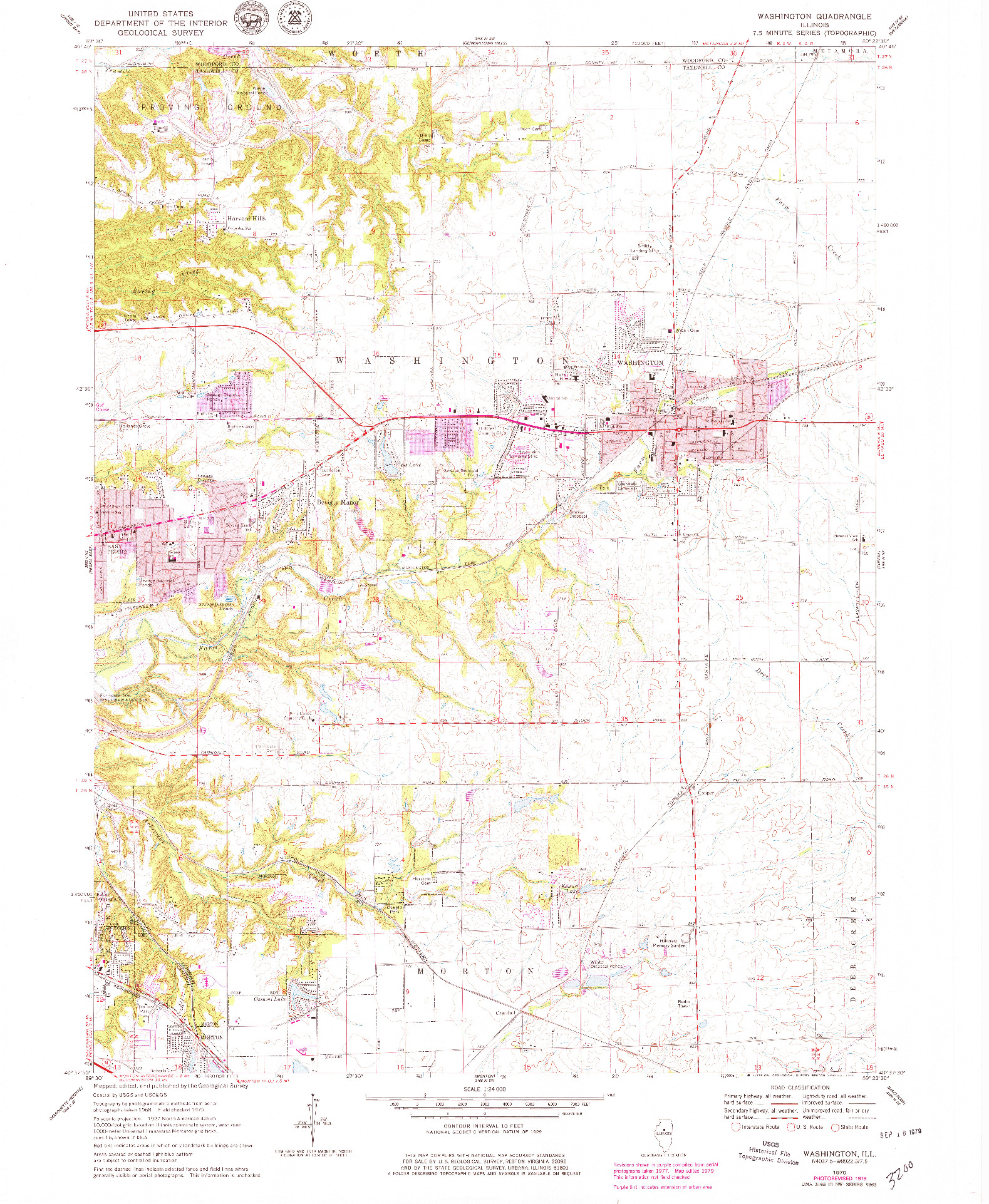 USGS 1:24000-SCALE QUADRANGLE FOR WASHINGTON, IL 1970