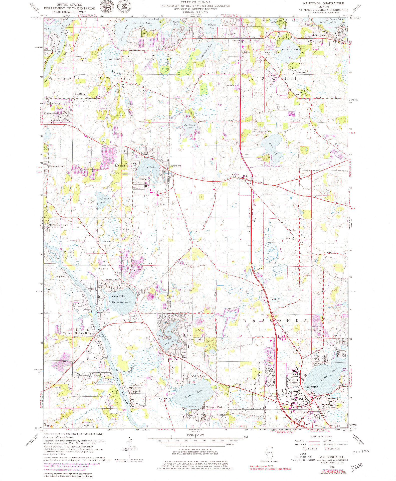 USGS 1:24000-SCALE QUADRANGLE FOR WAUCONDA, IL 1960