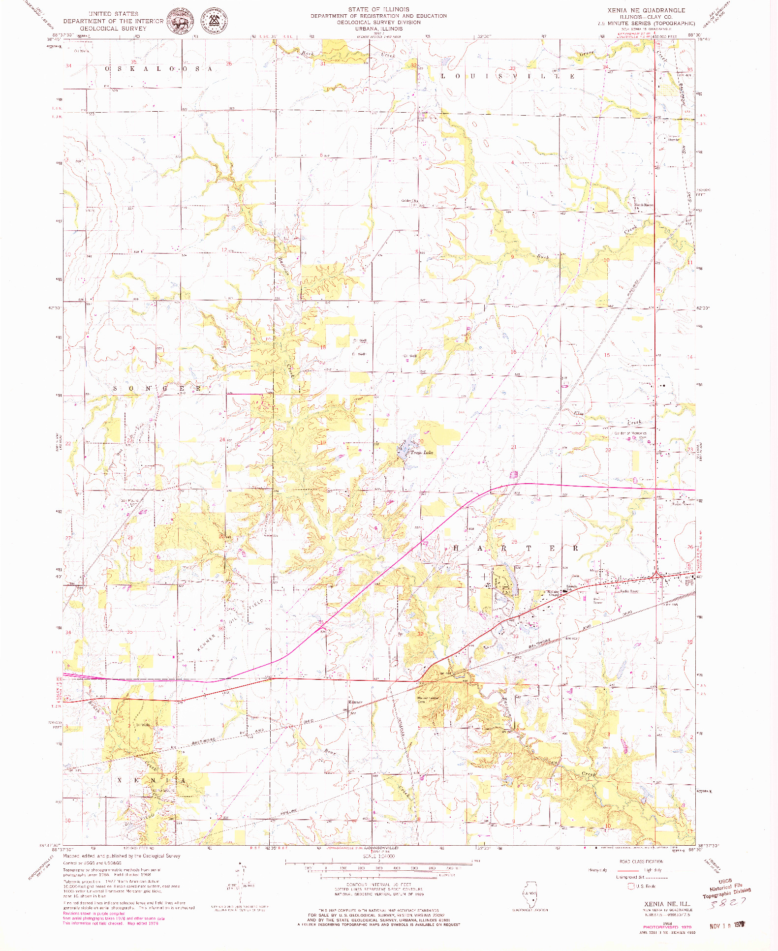 USGS 1:24000-SCALE QUADRANGLE FOR XENIA NE, IL 1968