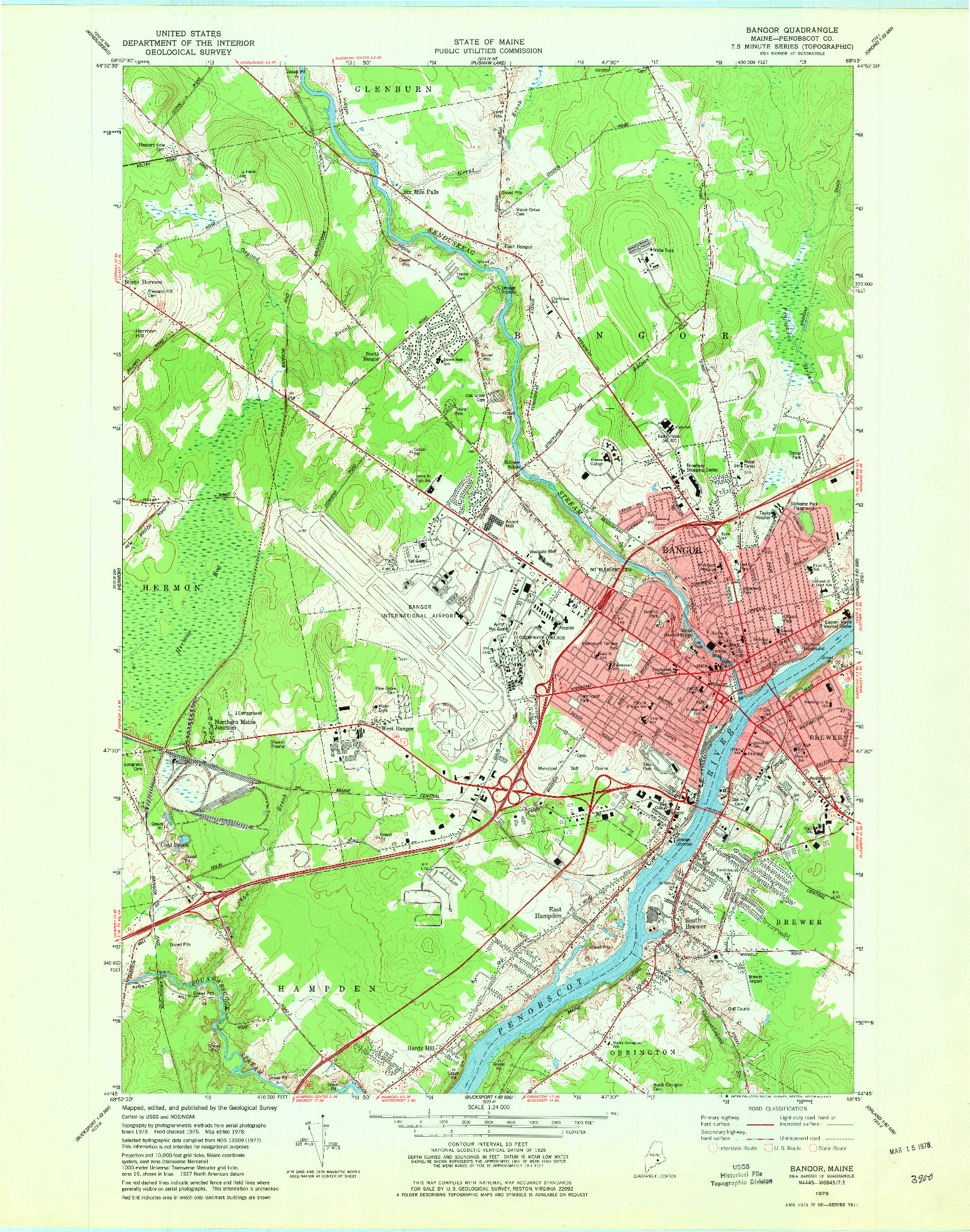 USGS 1:24000-SCALE QUADRANGLE FOR BANGOR, ME 1978