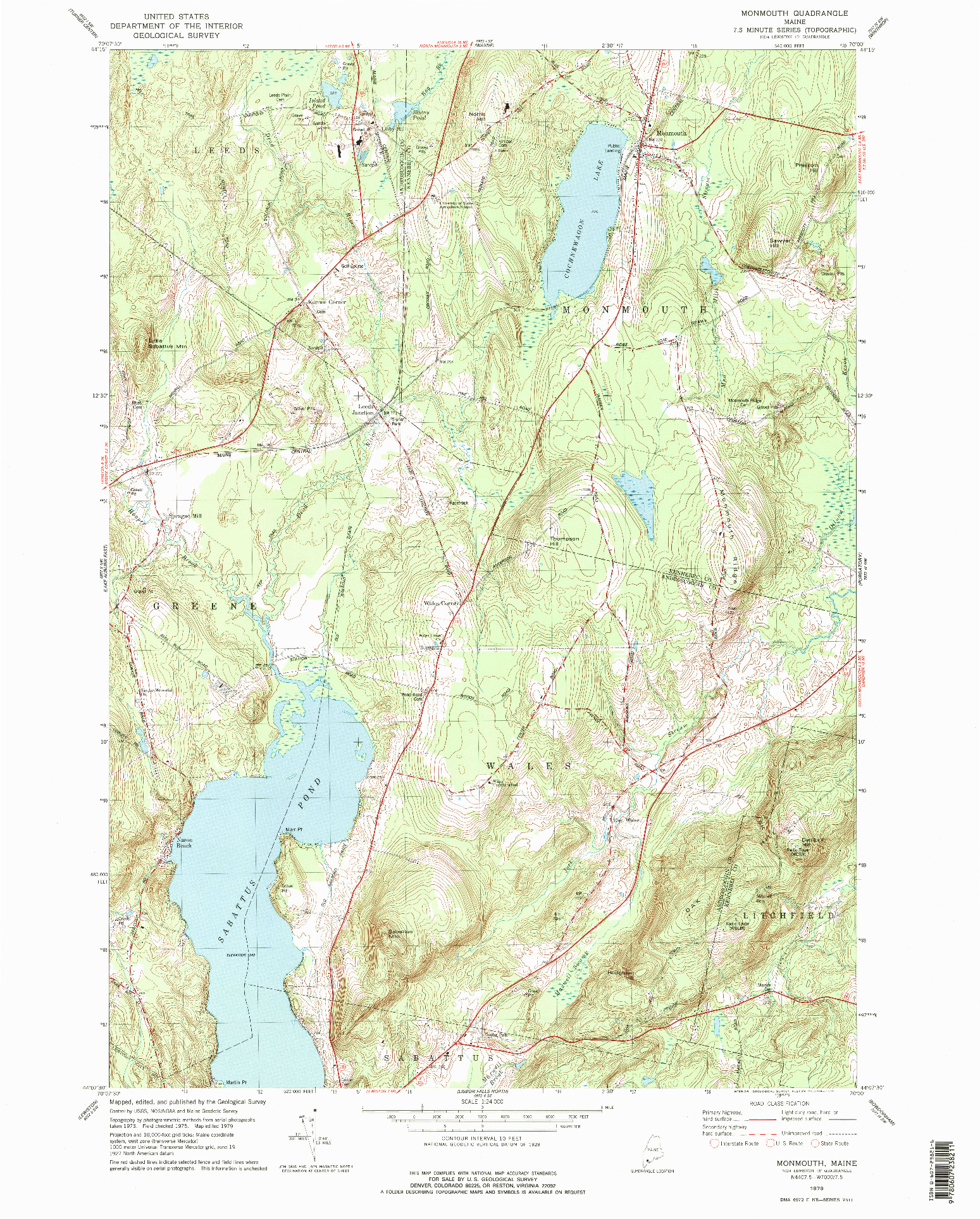 USGS 1:24000-SCALE QUADRANGLE FOR MONMOUTH, ME 1979