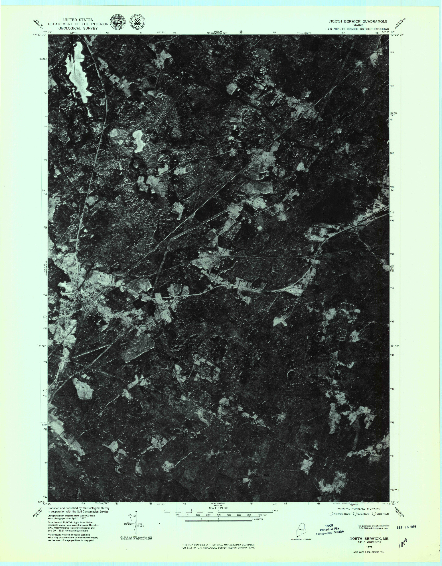 USGS 1:24000-SCALE QUADRANGLE FOR NORTH BERWICK, ME 1977