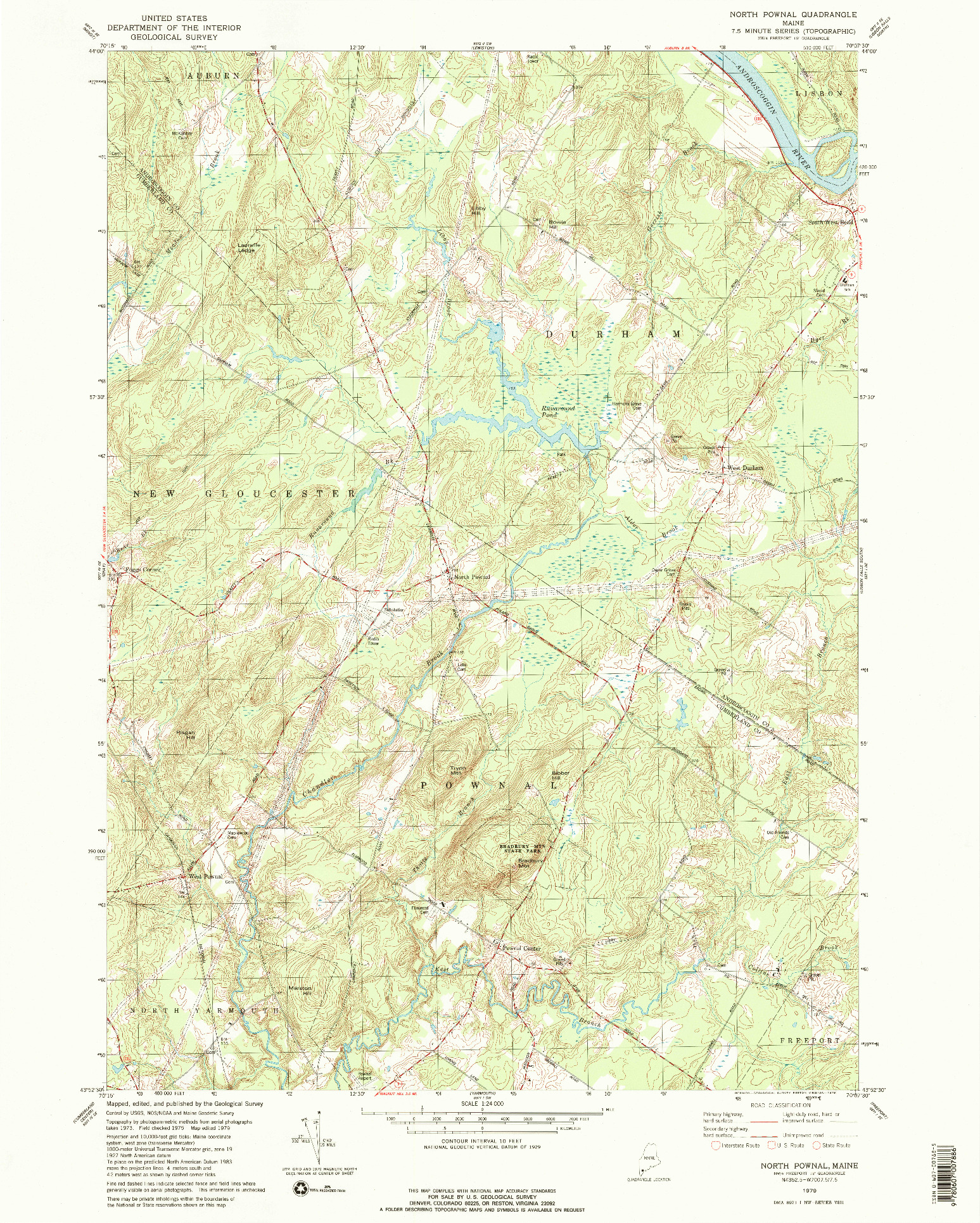 USGS 1:24000-SCALE QUADRANGLE FOR NORTH POWNAL, ME 1979