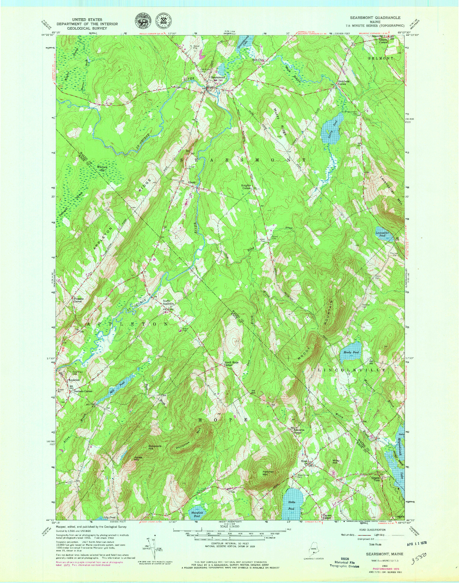 USGS 1:24000-SCALE QUADRANGLE FOR SEARSMONT, ME 1960