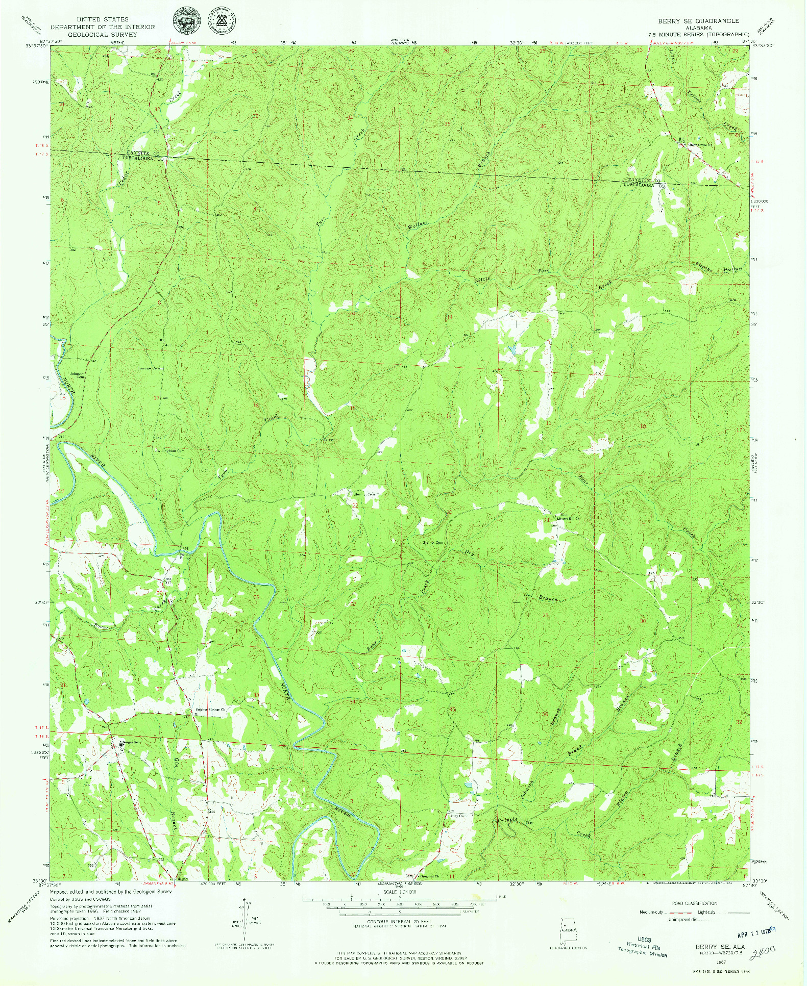 USGS 1:24000-SCALE QUADRANGLE FOR BERRY SE, AL 1967