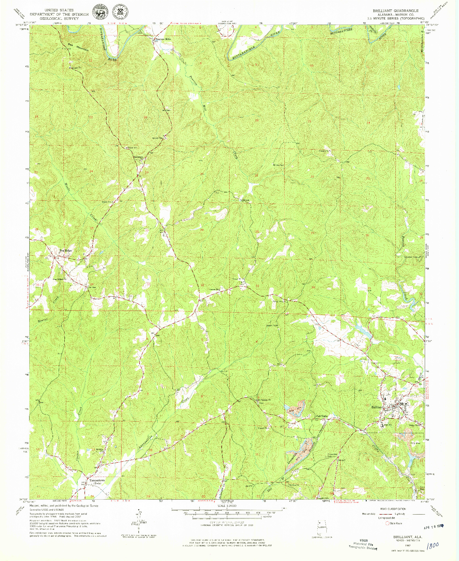 USGS 1:24000-SCALE QUADRANGLE FOR BRILLIANT, AL 1967