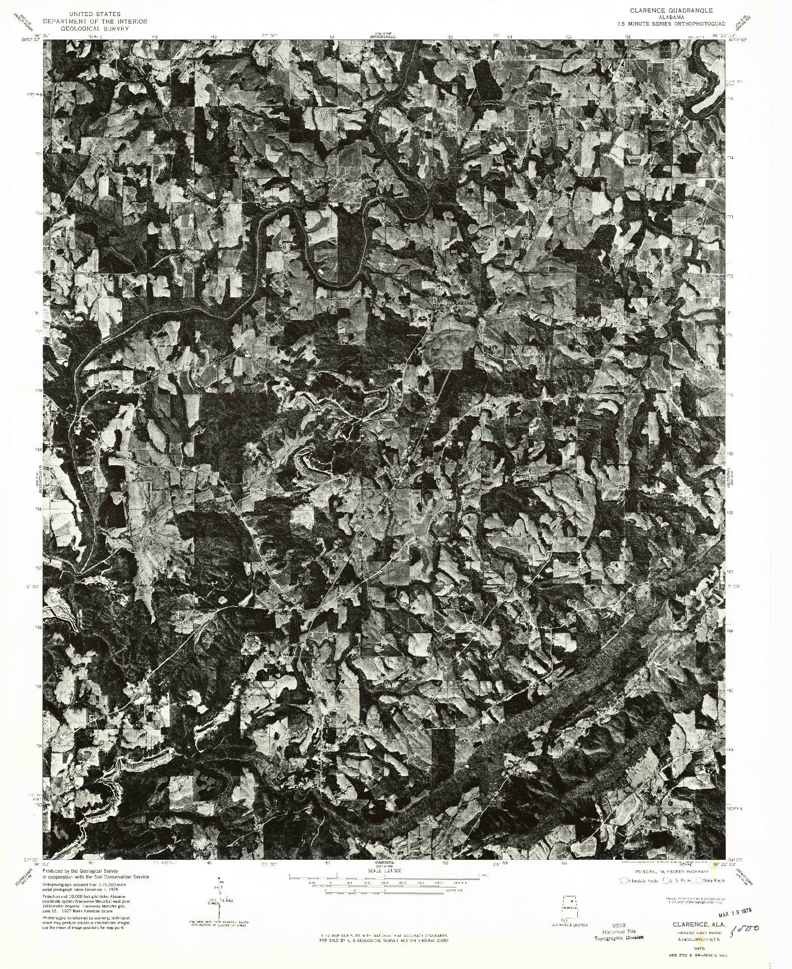 USGS 1:24000-SCALE QUADRANGLE FOR CLARENCE, AL 1975