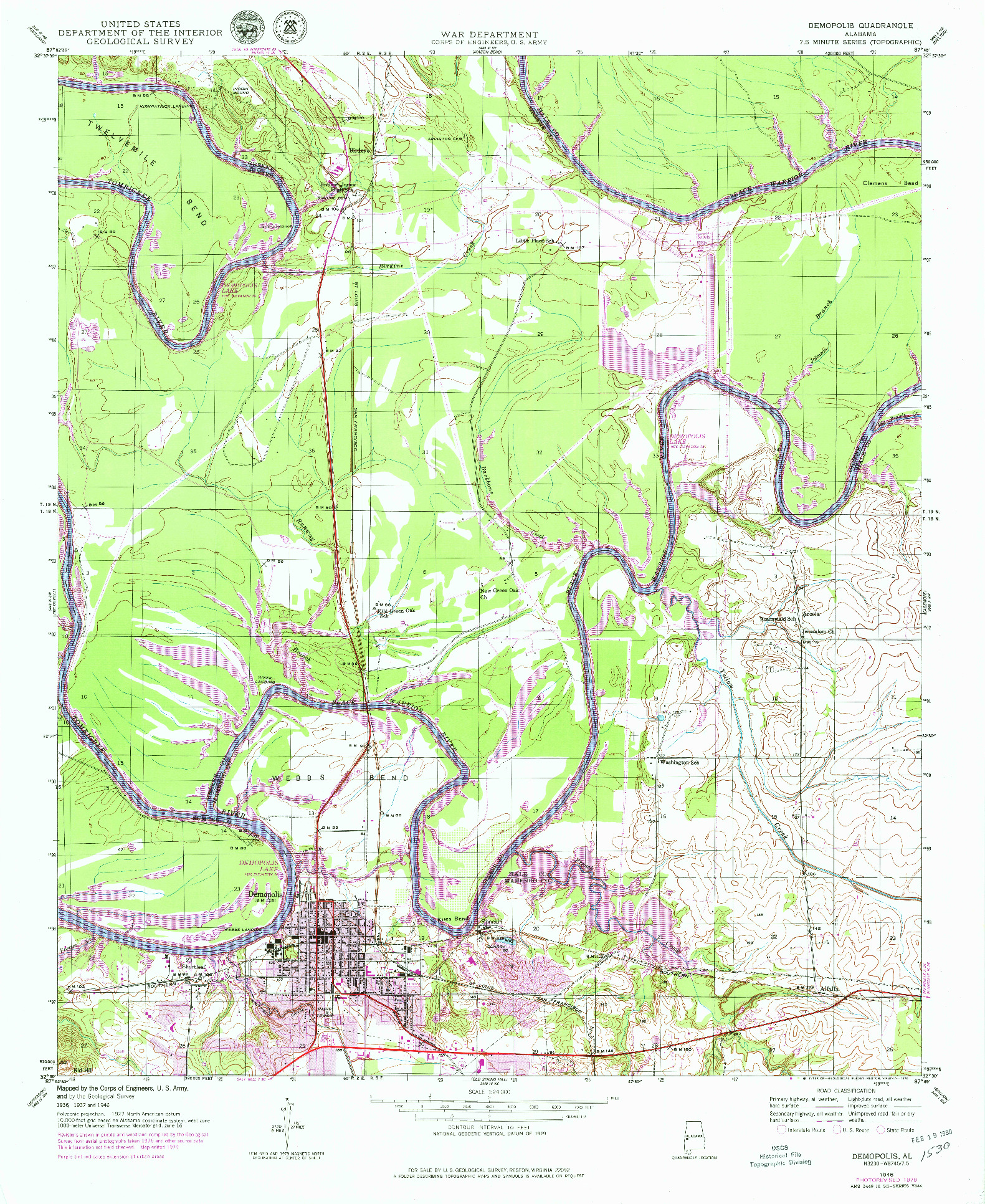 USGS 1:24000-SCALE QUADRANGLE FOR DEMOPOLIS, AL 1946