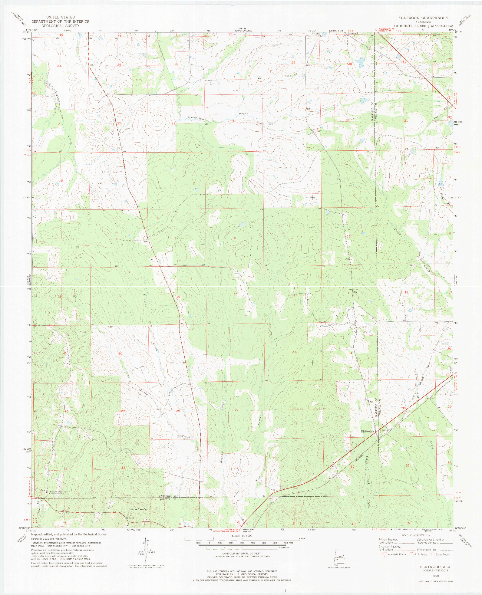 USGS 1:24000-SCALE QUADRANGLE FOR FLATWOOD, AL 1978