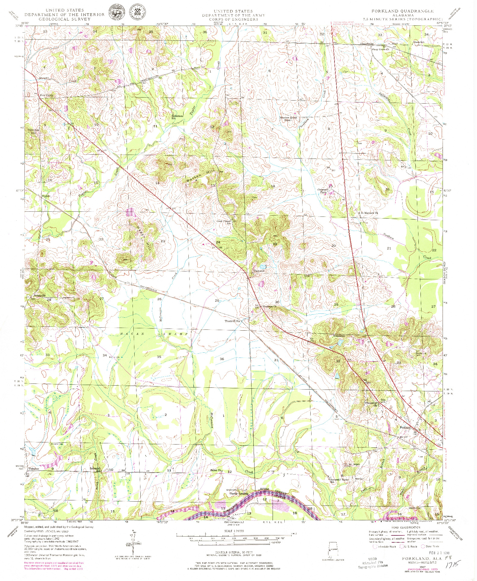 USGS 1:24000-SCALE QUADRANGLE FOR FORKLAND, AL 1947