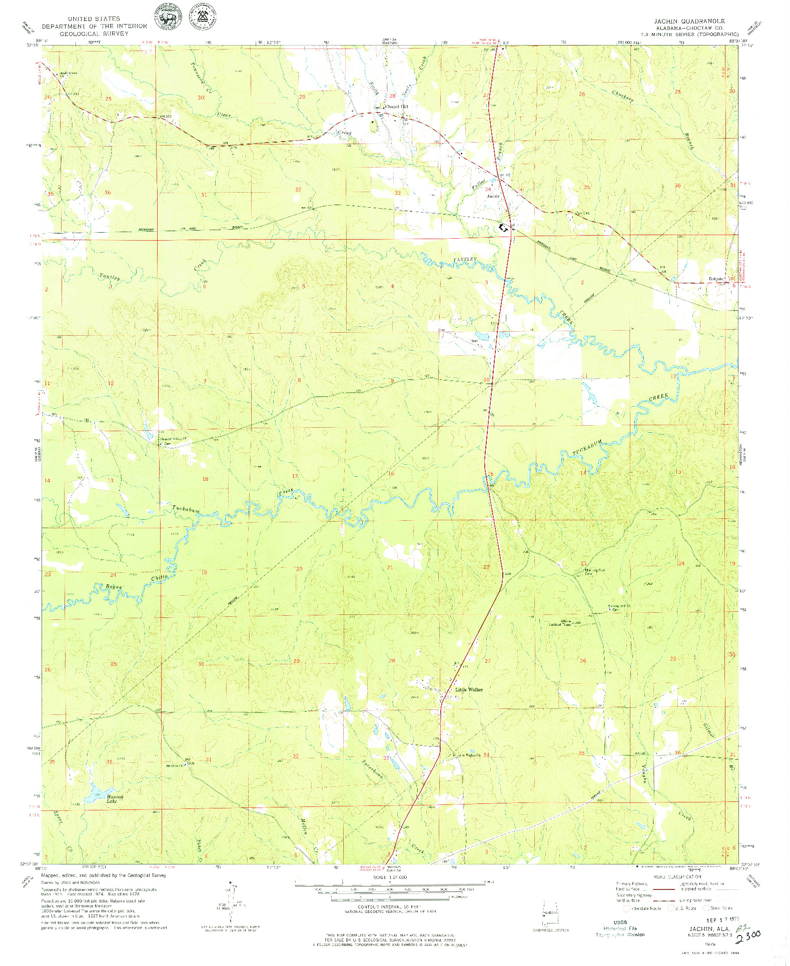 USGS 1:24000-SCALE QUADRANGLE FOR JACHIN, AL 1978