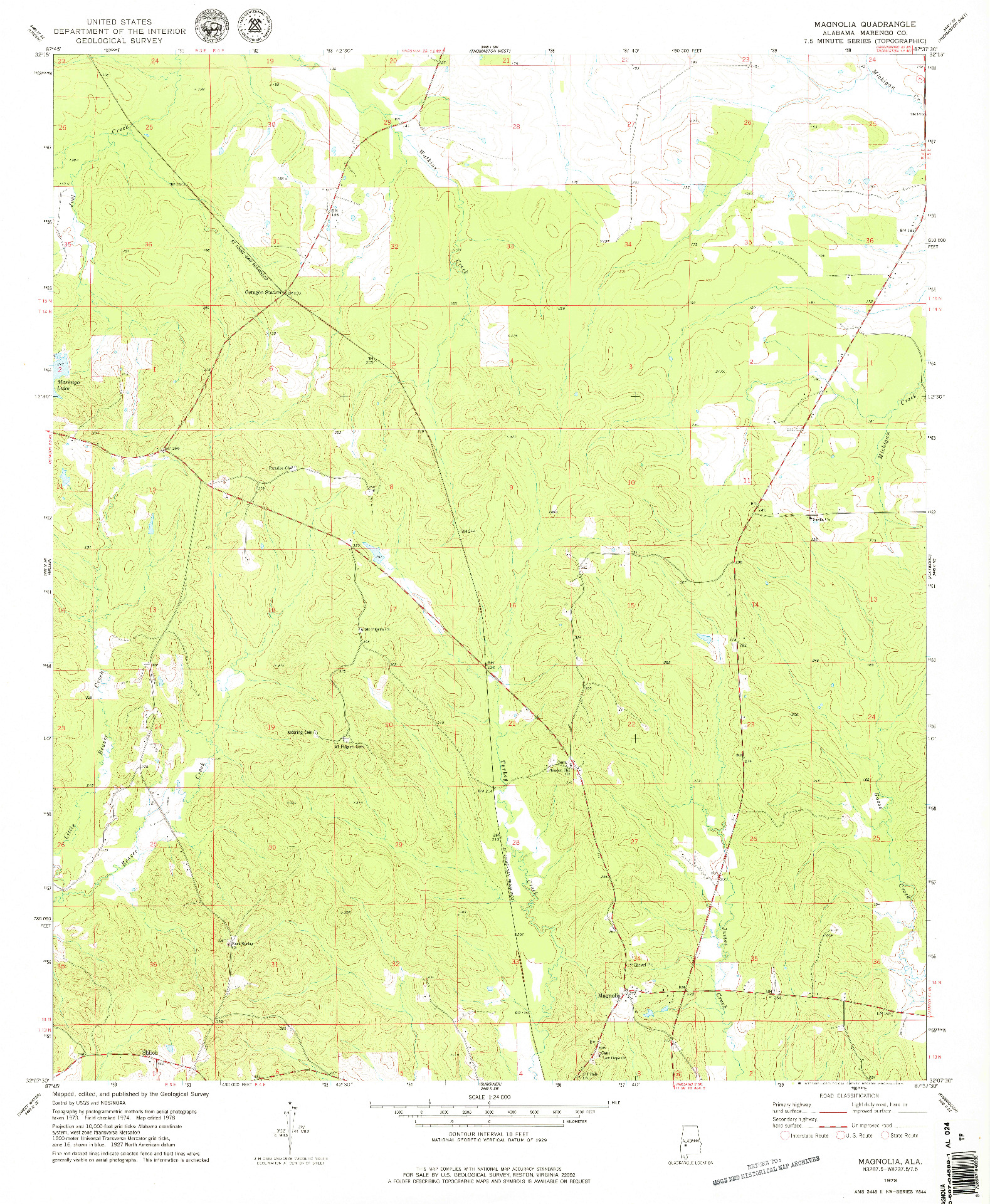 USGS 1:24000-SCALE QUADRANGLE FOR MAGNOLIA, AL 1978