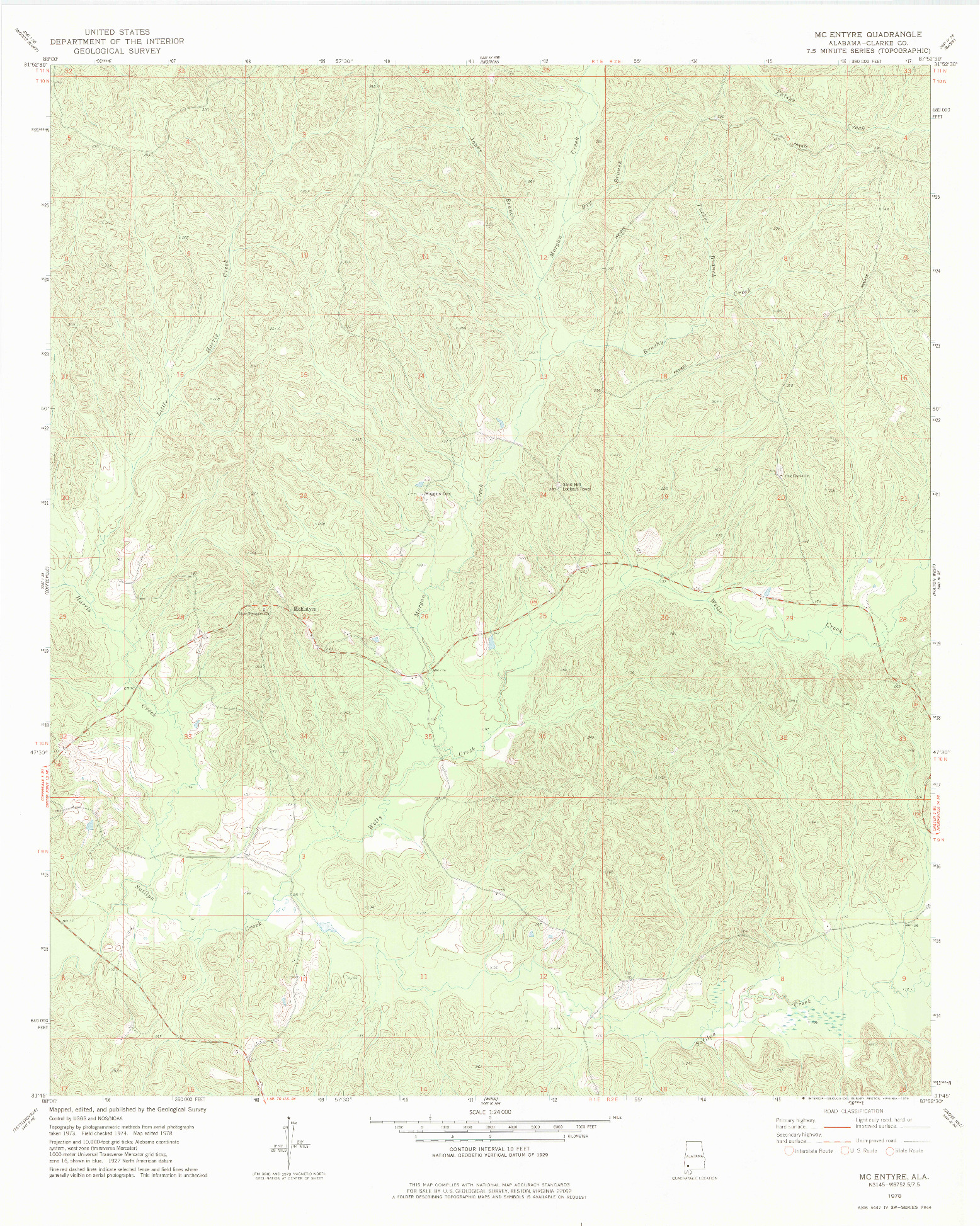 USGS 1:24000-SCALE QUADRANGLE FOR MCENTYRE, AL 1978