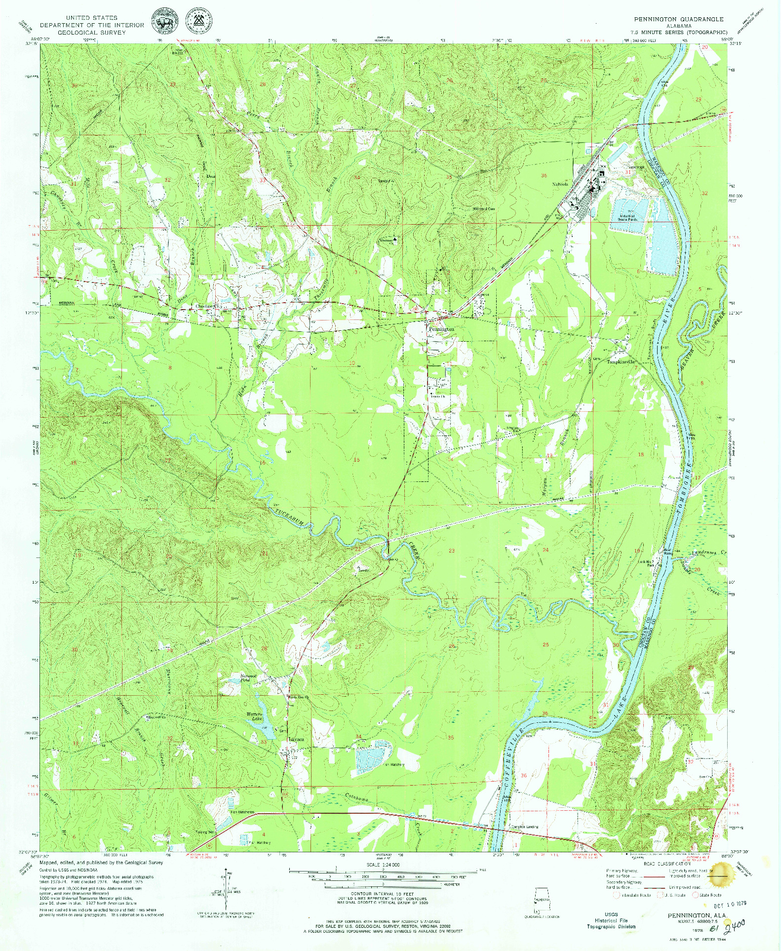 USGS 1:24000-SCALE QUADRANGLE FOR PENNINGTON, AL 1978