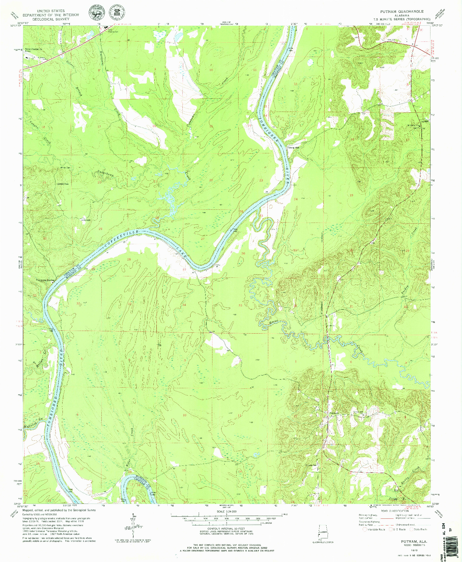 USGS 1:24000-SCALE QUADRANGLE FOR PUTNAM, AL 1978