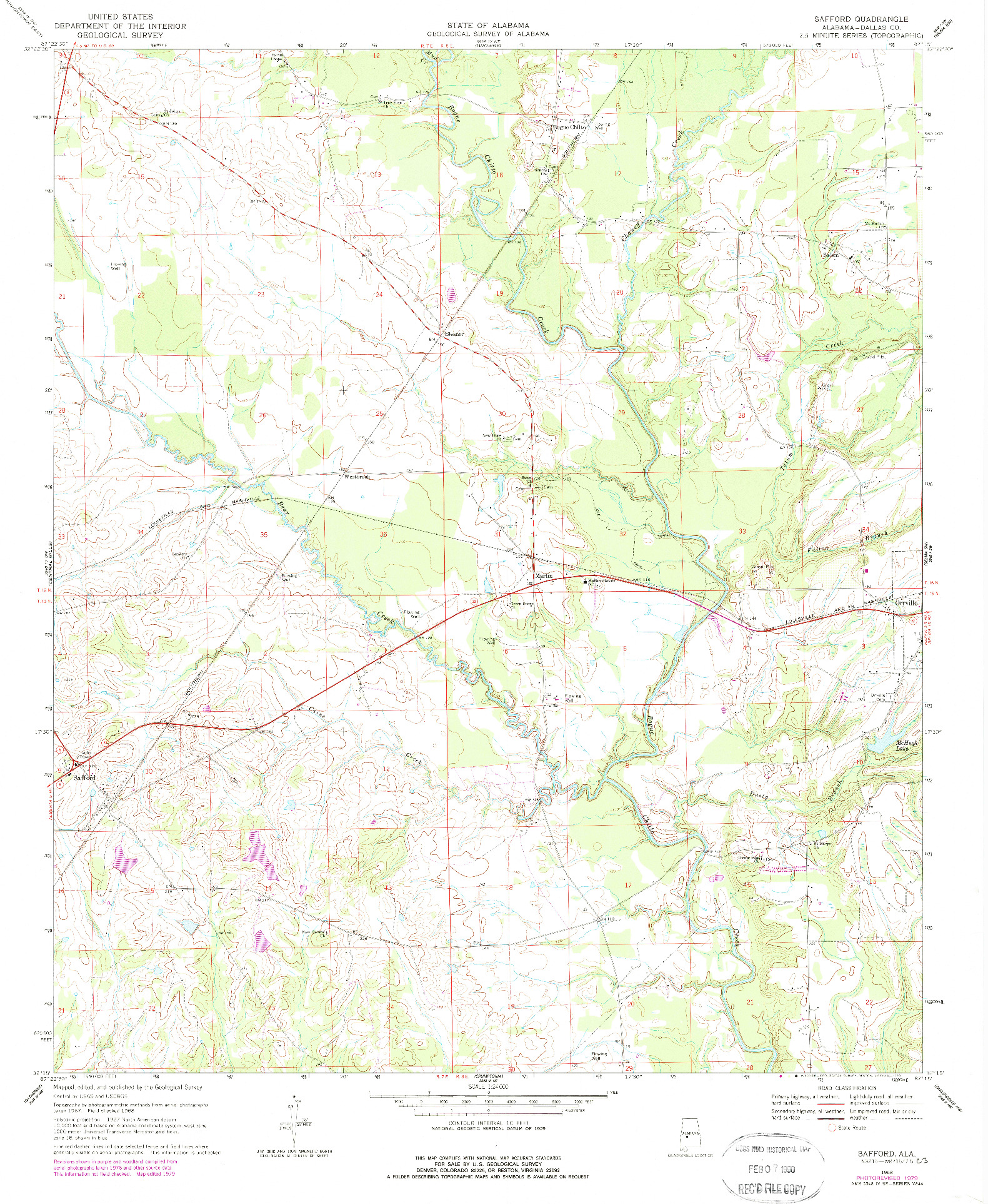 USGS 1:24000-SCALE QUADRANGLE FOR SAFFORD, AL 1968