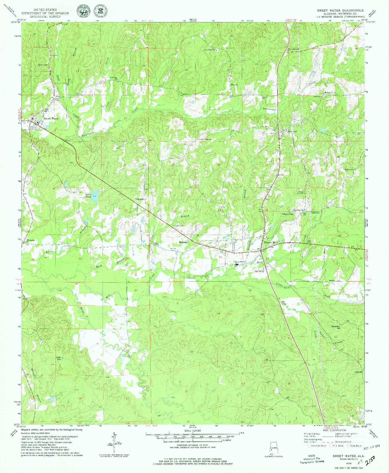 USGS 1:24000-SCALE QUADRANGLE FOR SWEET WATER, AL 1978