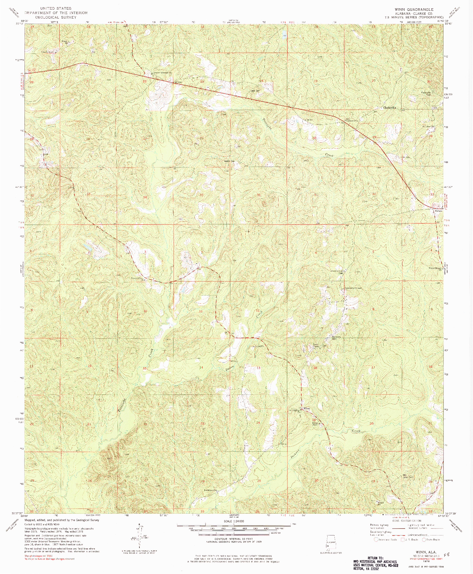 USGS 1:24000-SCALE QUADRANGLE FOR WINN, AL 1978