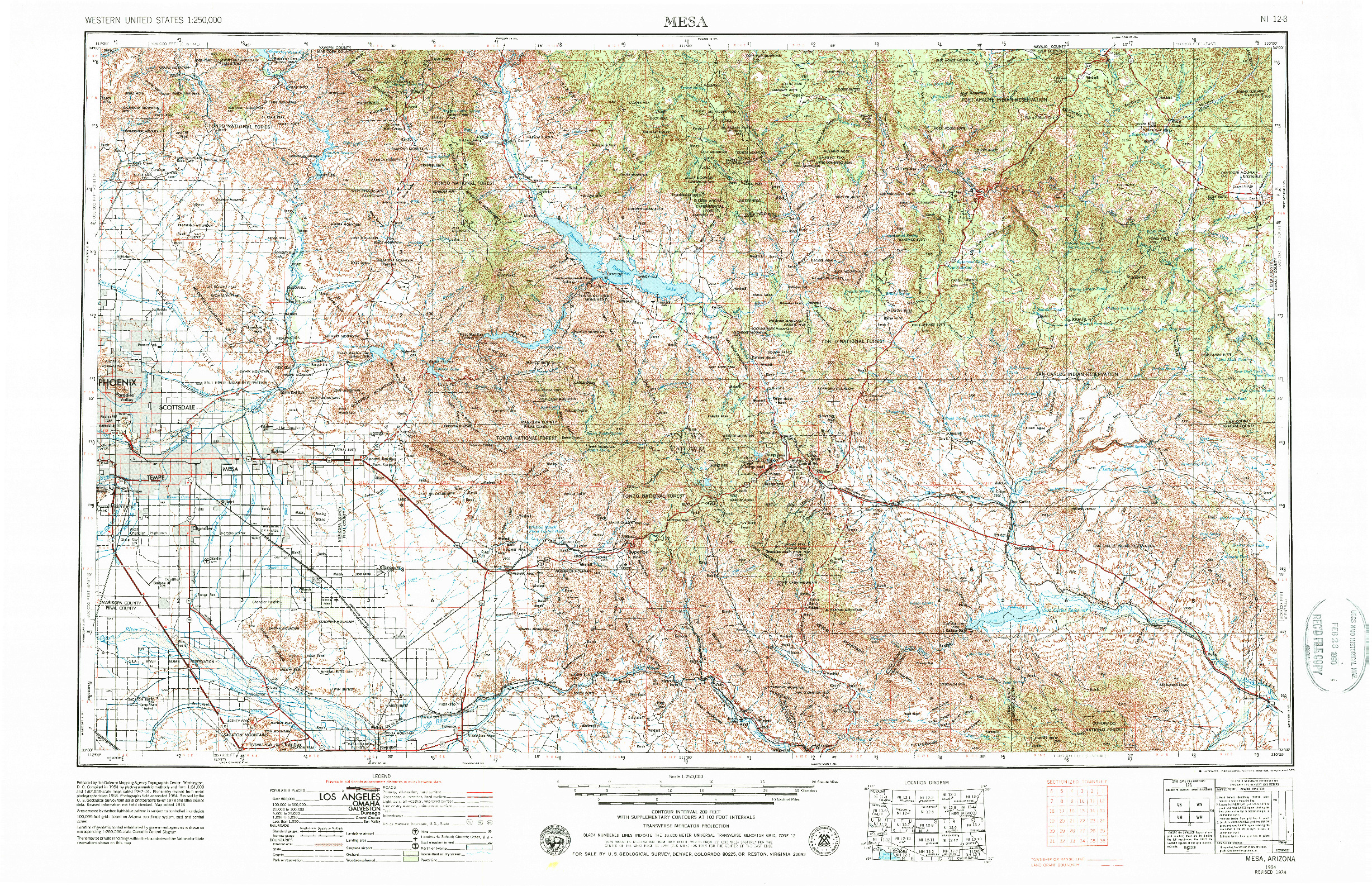 USGS 1:250000-SCALE QUADRANGLE FOR MESA, AZ 1954