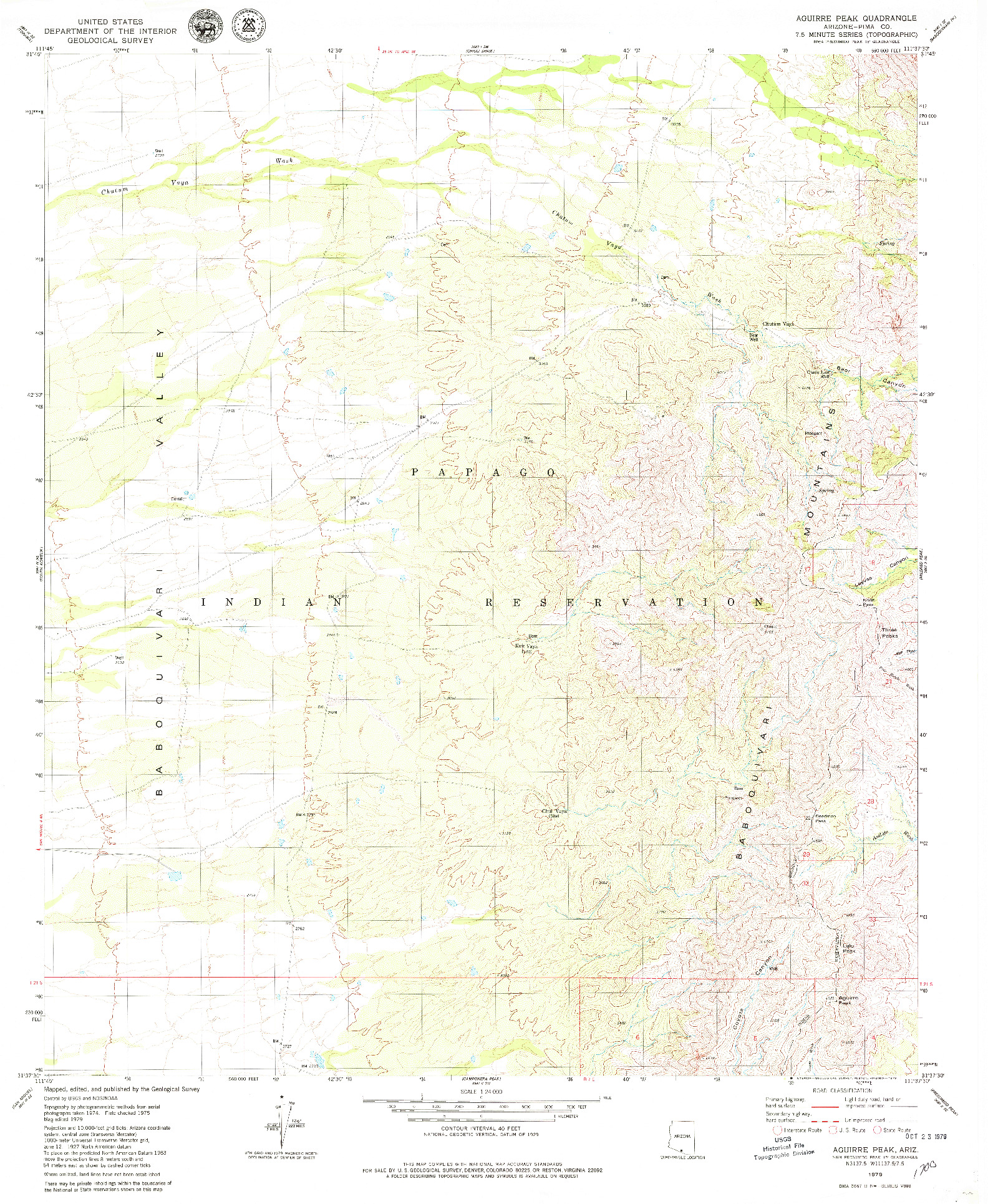 USGS 1:24000-SCALE QUADRANGLE FOR AGUIRRE PEAK, AZ 1979