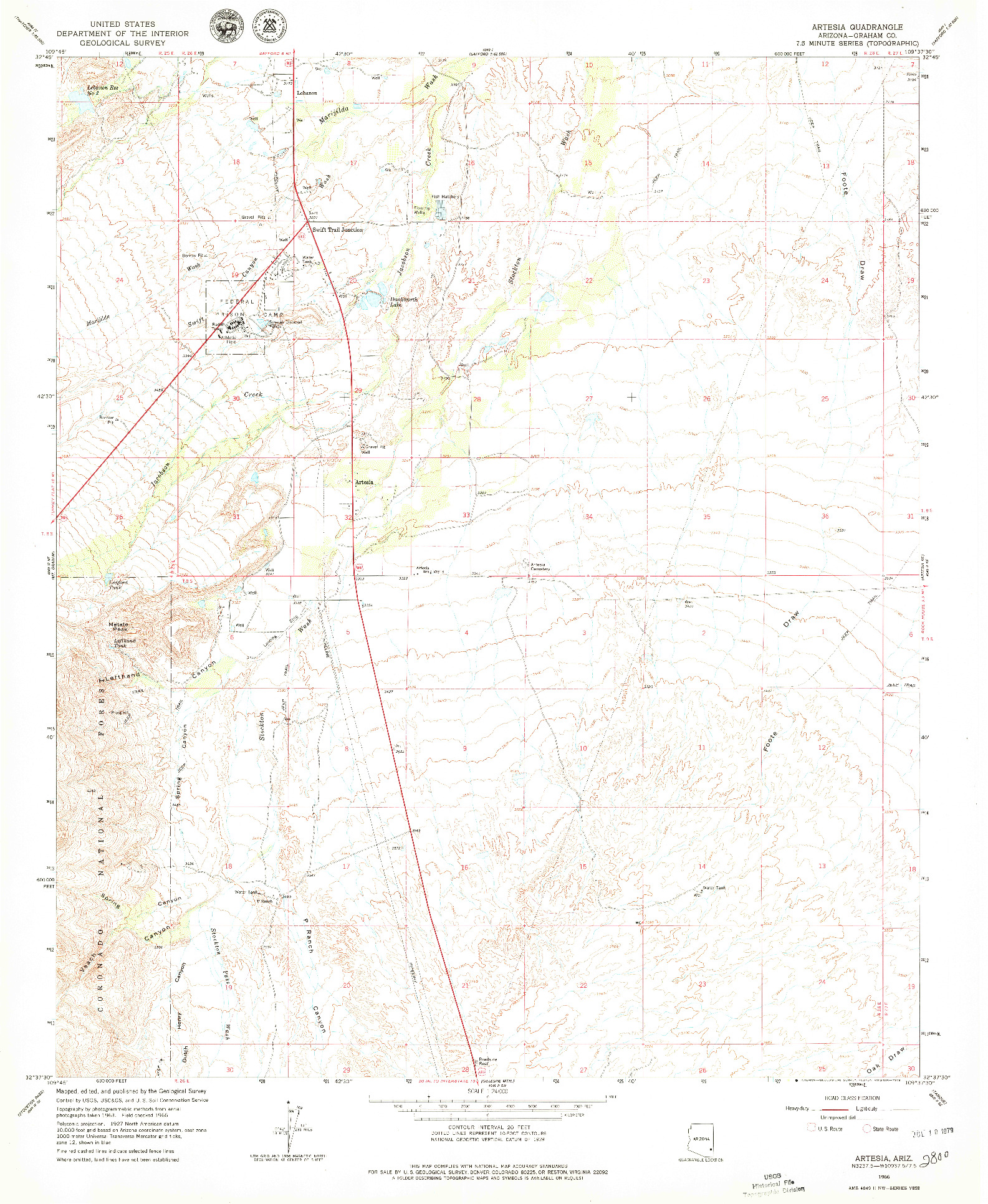 USGS 1:24000-SCALE QUADRANGLE FOR ARTESIA, AZ 1966