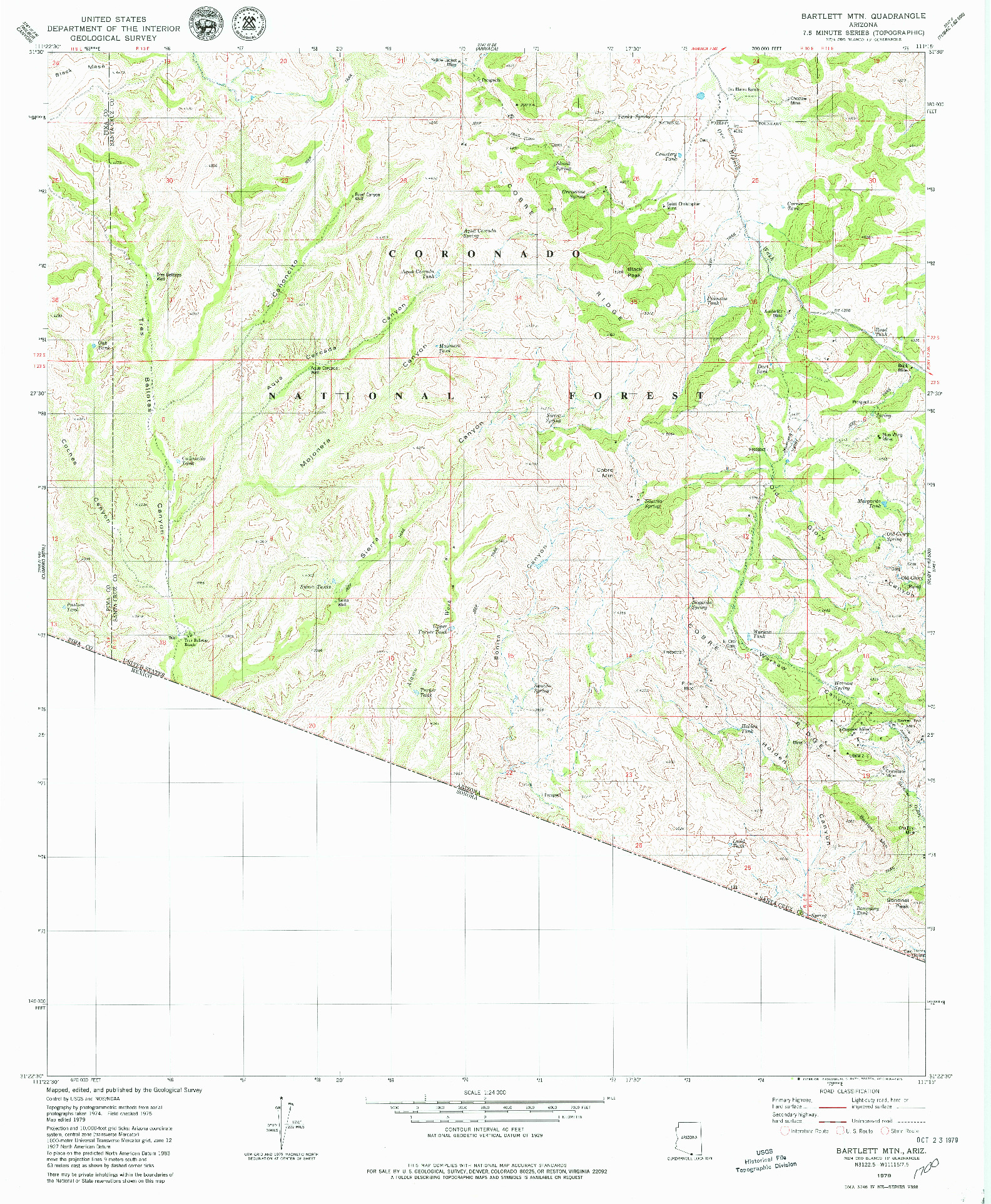 USGS 1:24000-SCALE QUADRANGLE FOR BARTLETT MTN, AZ 1979