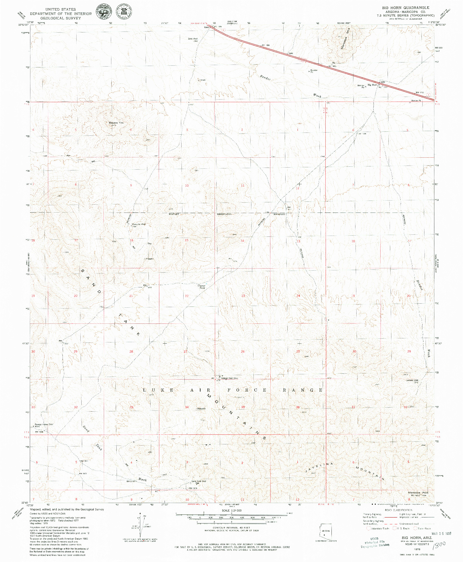 USGS 1:24000-SCALE QUADRANGLE FOR BIG HORN, AZ 1979