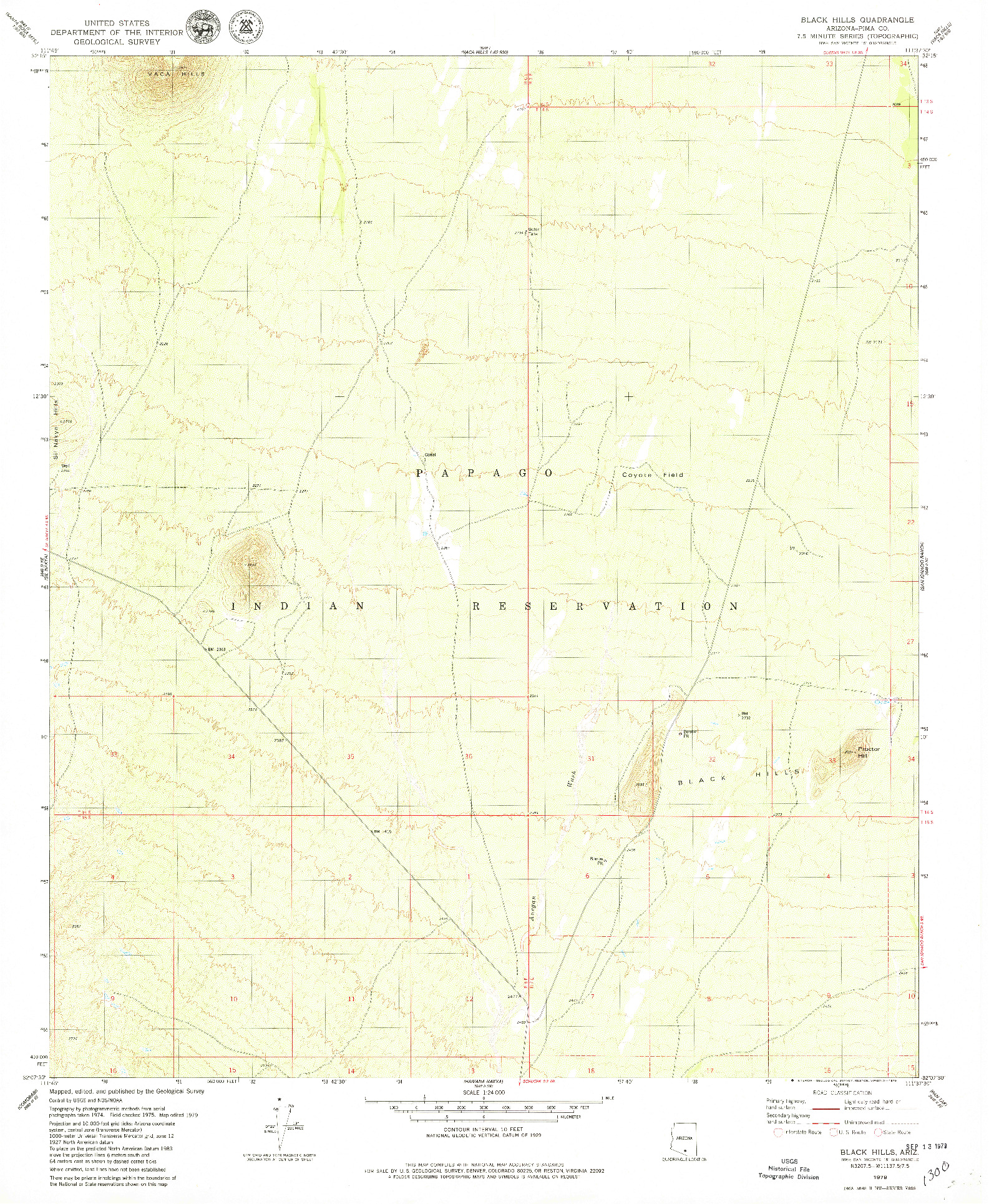 USGS 1:24000-SCALE QUADRANGLE FOR BLACK HILLS, AZ 1979