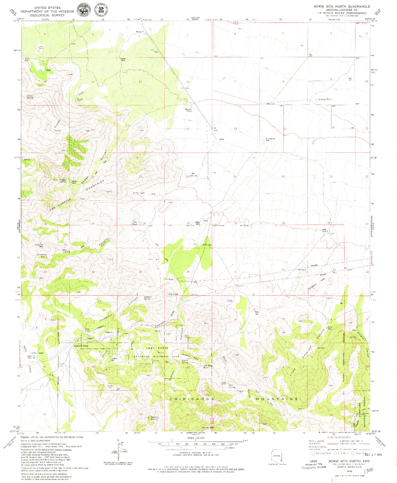 USGS 1:24000-SCALE QUADRANGLE FOR BOWIE MTN NORTH, AZ 1979