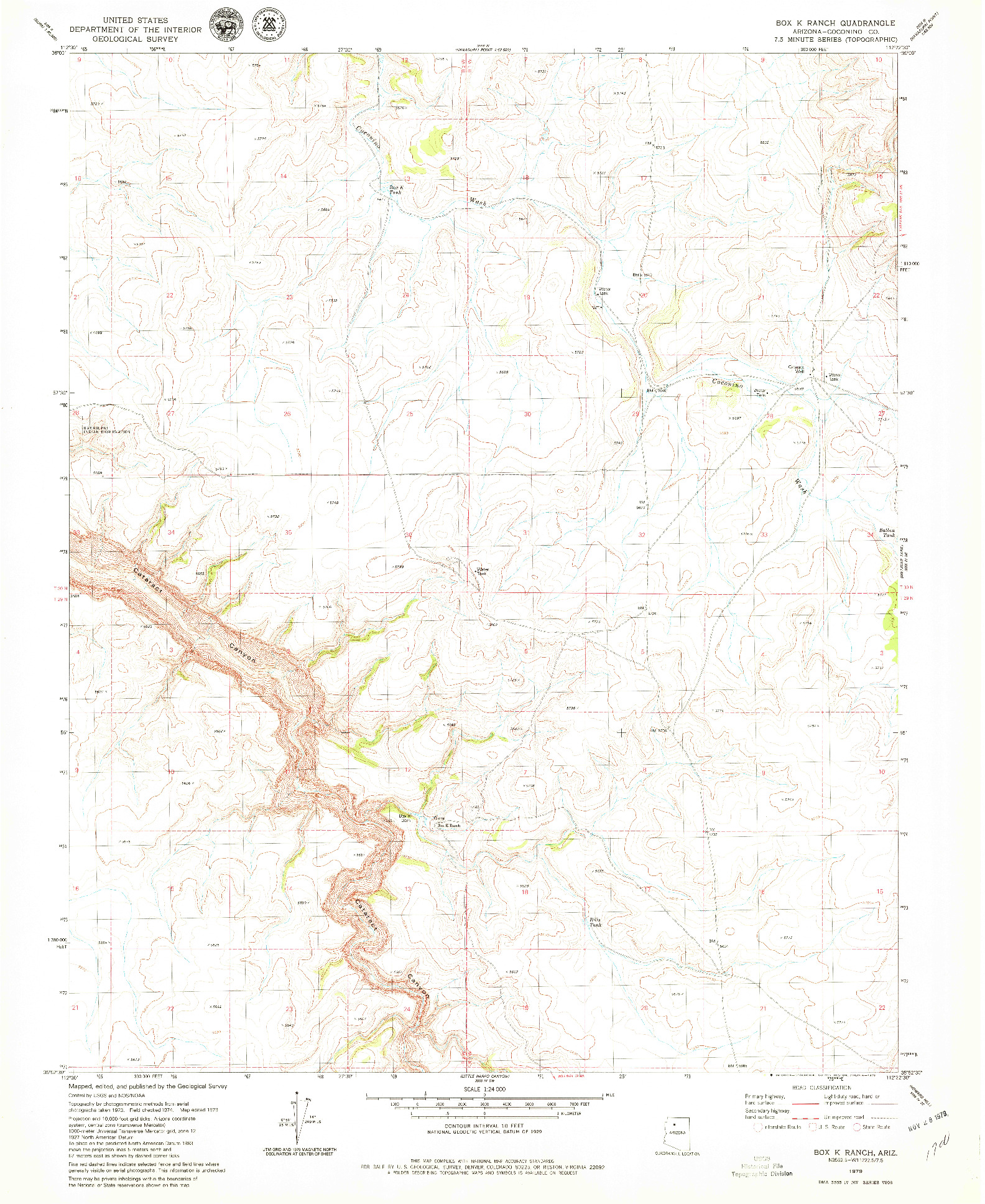 USGS 1:24000-SCALE QUADRANGLE FOR BOX K RANCH, AZ 1979