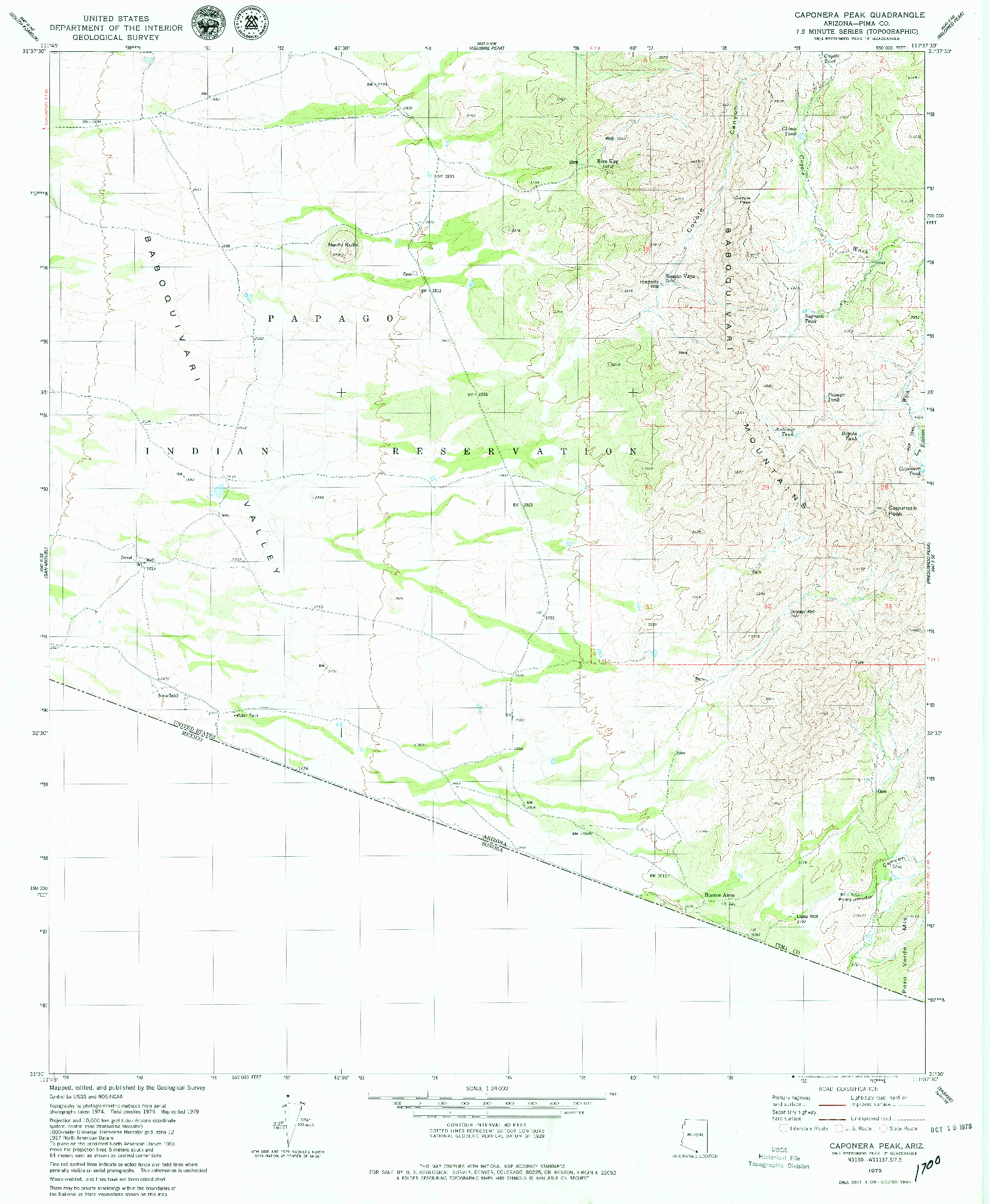 USGS 1:24000-SCALE QUADRANGLE FOR CAPONERA PEAK, AZ 1979