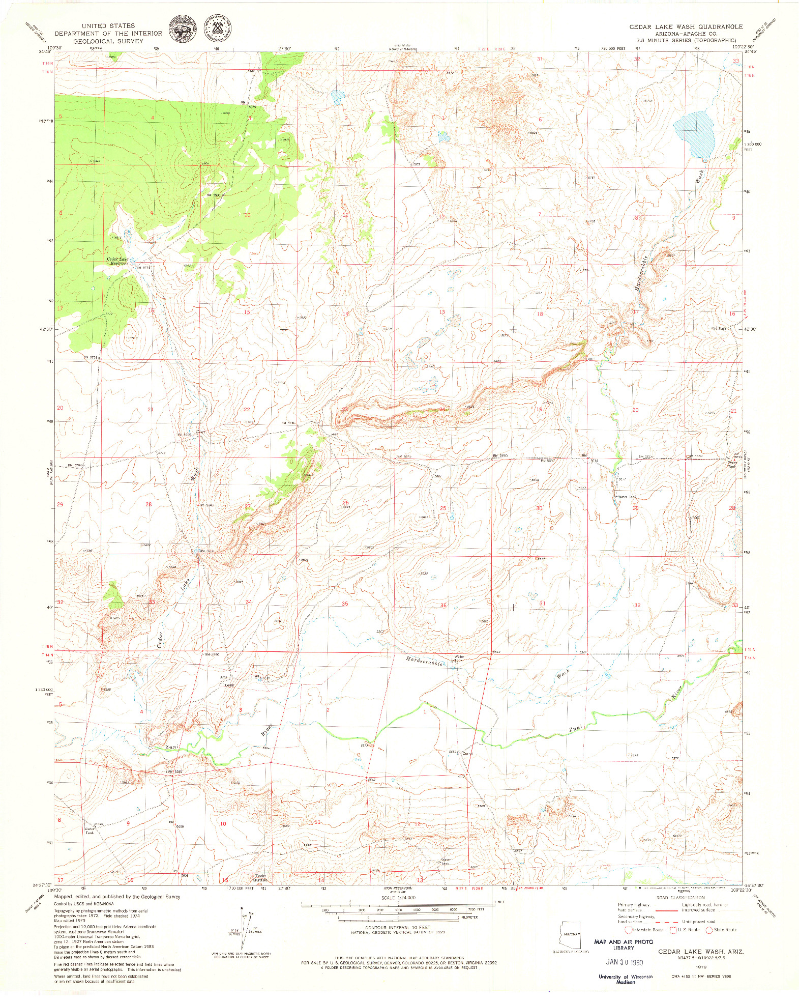 USGS 1:24000-SCALE QUADRANGLE FOR CEDAR LAKE WASH, AZ 1979