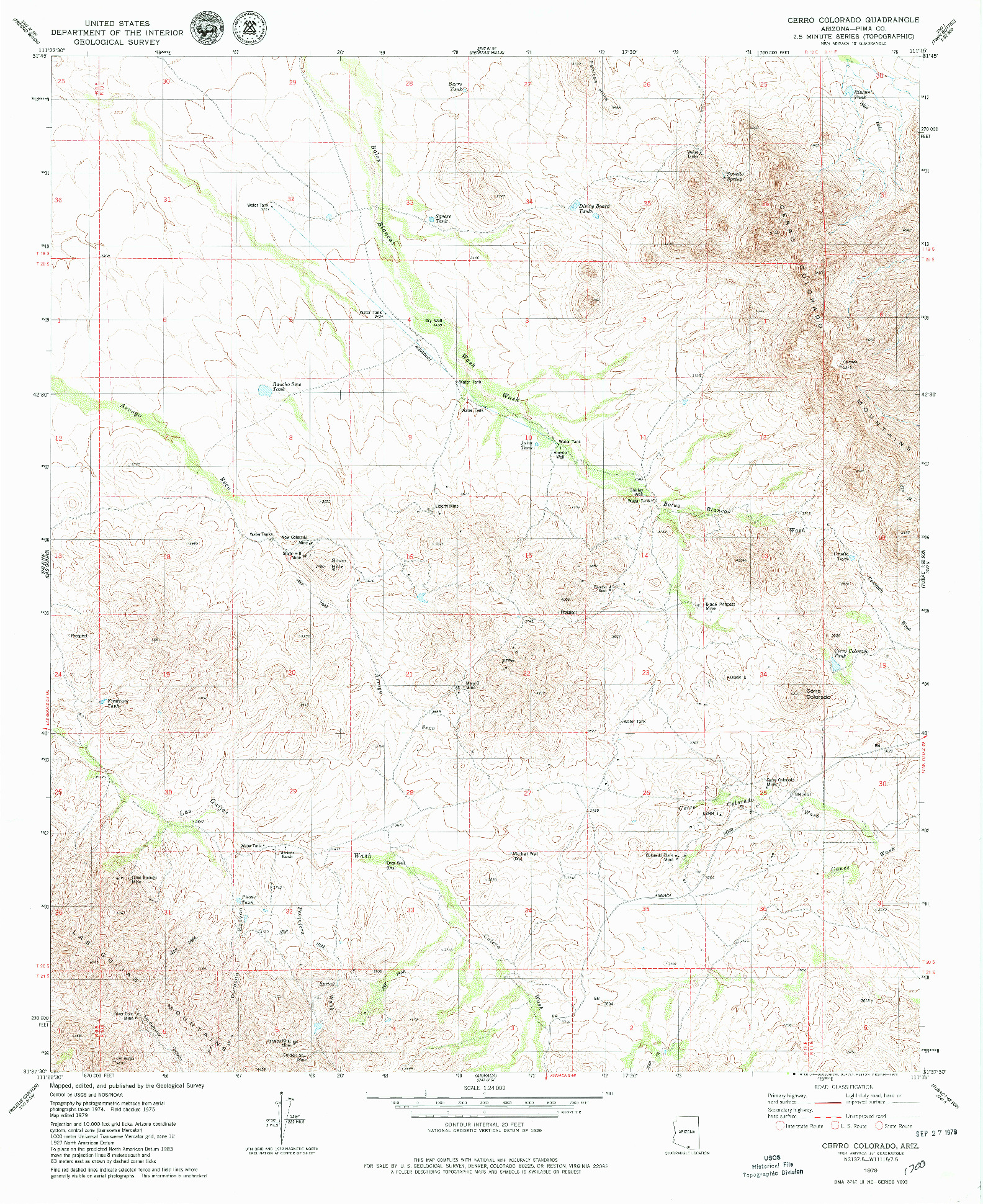 USGS 1:24000-SCALE QUADRANGLE FOR CERRO COLORADO, AZ 1979