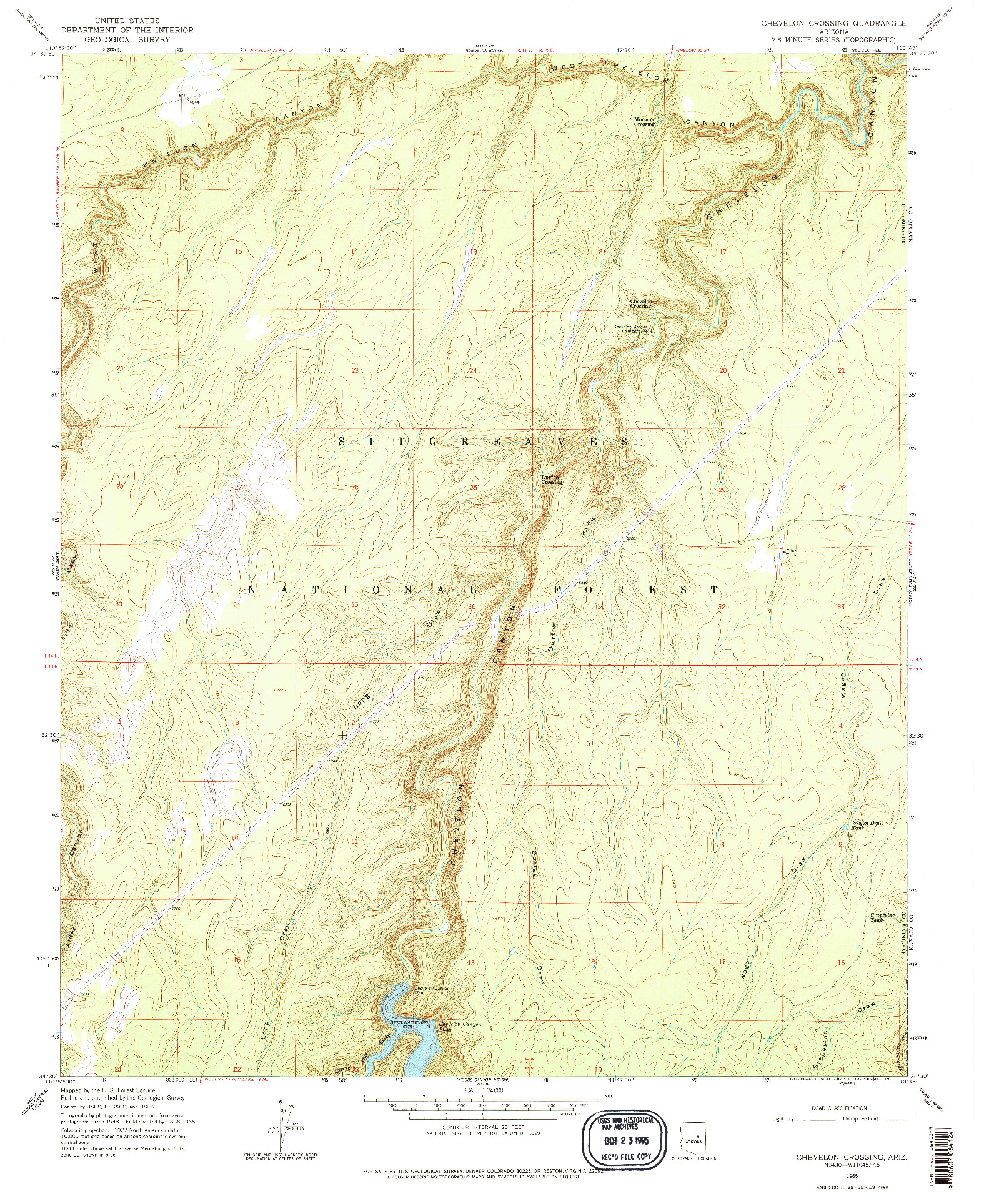 USGS 1:24000-SCALE QUADRANGLE FOR CHEVELON CROSSING, AZ 1965