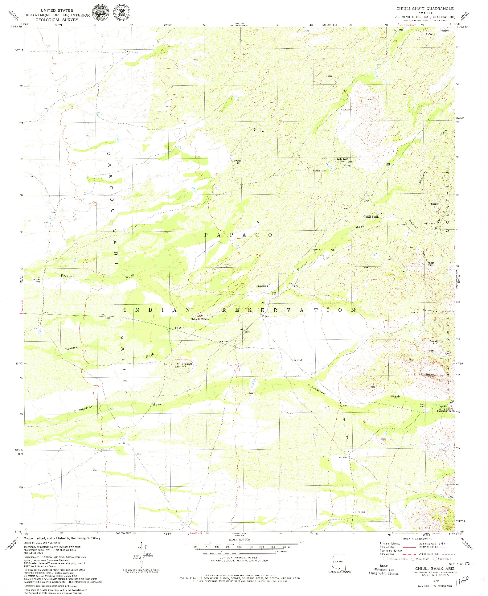 USGS 1:24000-SCALE QUADRANGLE FOR CHIULI SHAIK, AZ 1979